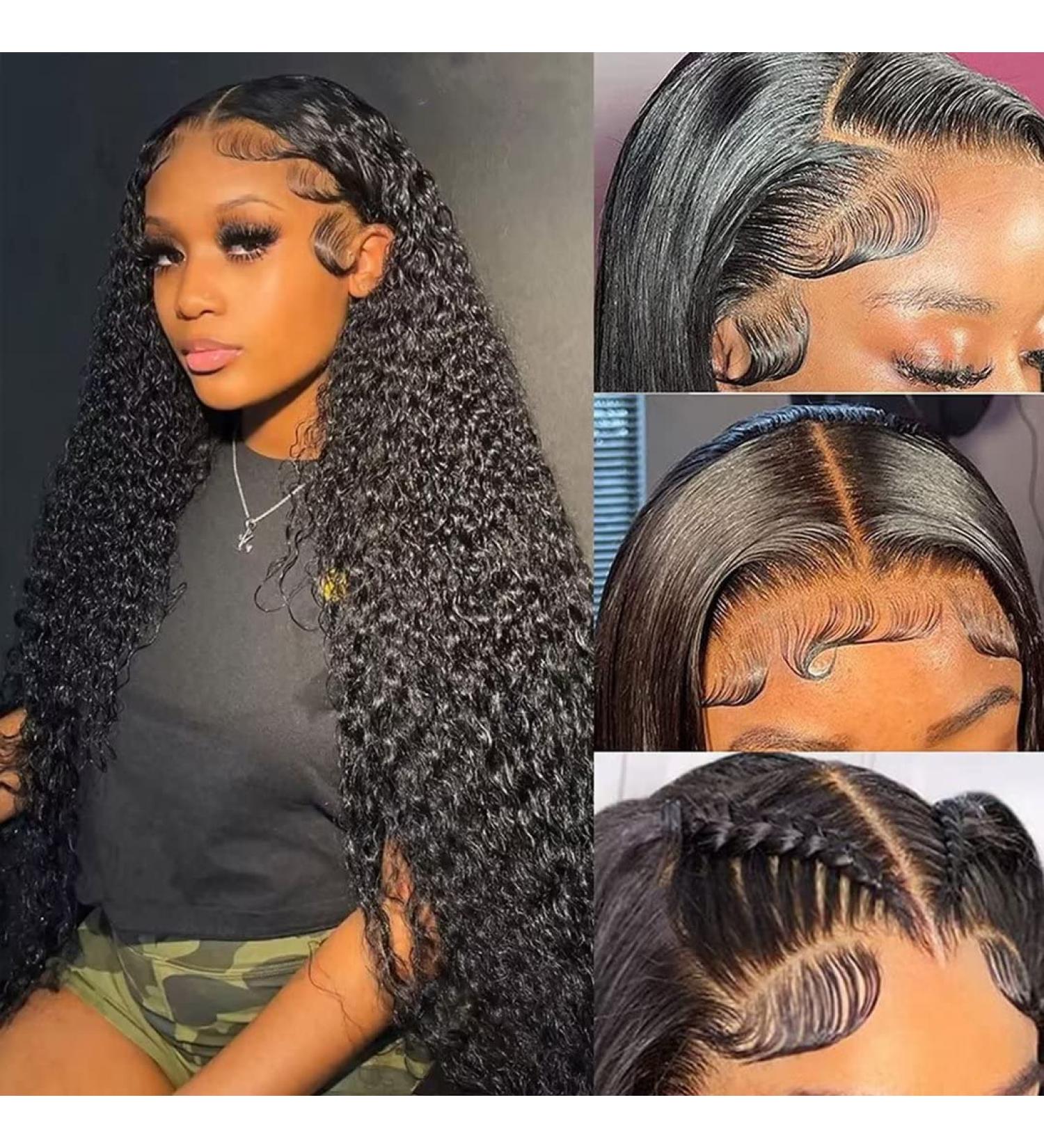 Daules 5x5 HD Lace Closure Wig Deep Wave 24 Inch - 100% Virgin Human Hair, Free Part, Pre Plucked, 180% Density - Natural Black Color for Women - Buy Online on GoSupps.com