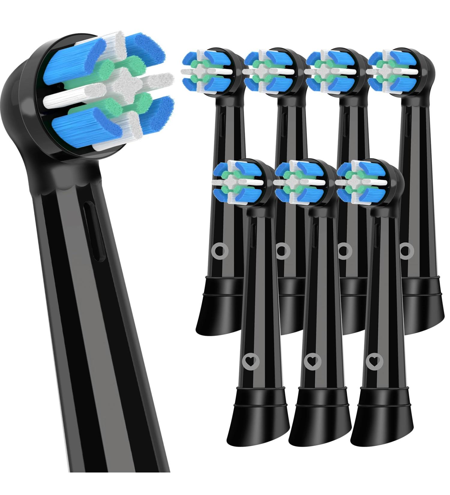 Toothbrush Replacement Heads for Oral B iO Series 3/4/5/6/7/8/9 - Pack of 8 Compatible Brush Heads - Black - Buy Online on GoSupps.com