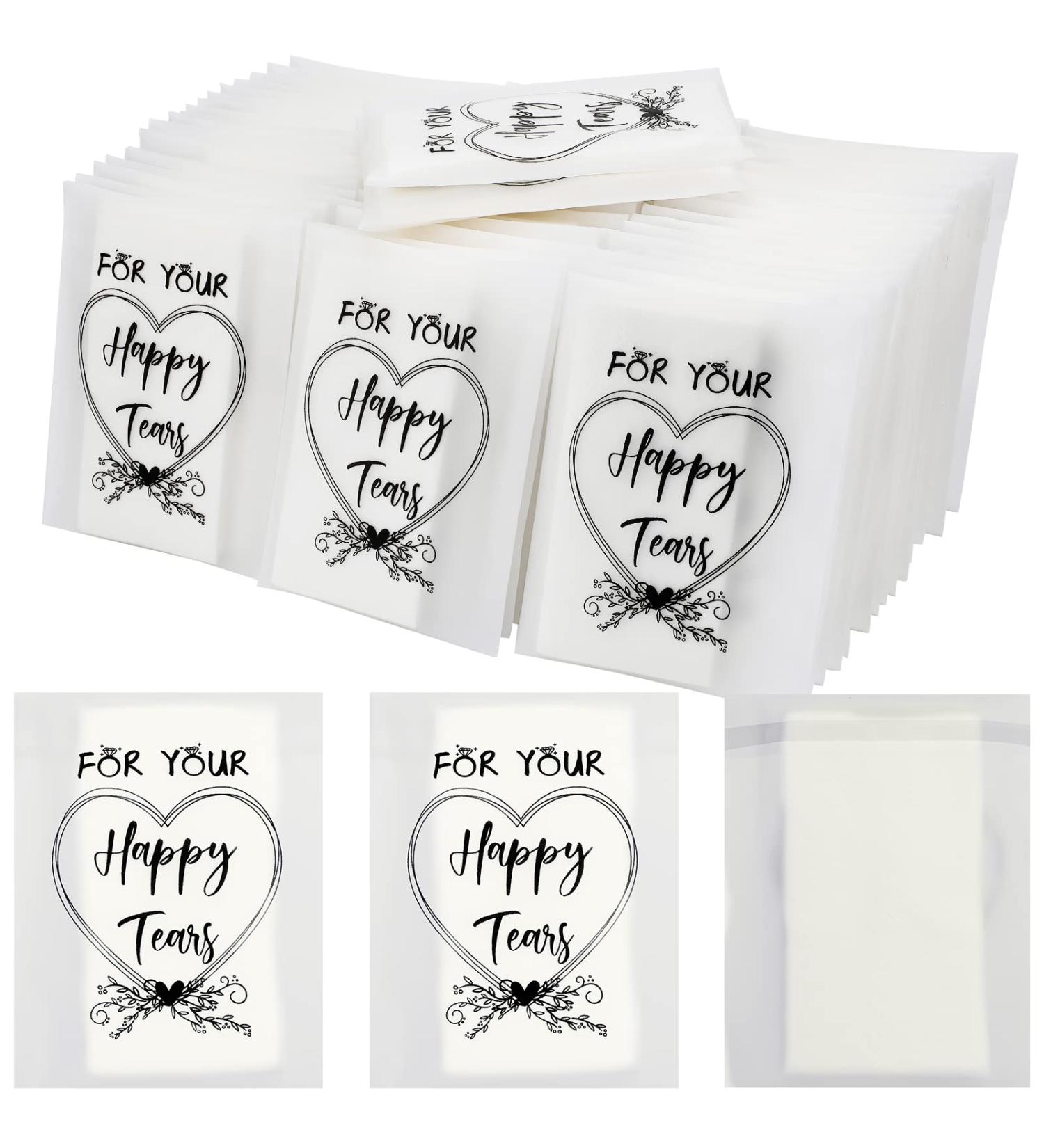 60 Pack Travel Size Wedding Happy Tears Tissues - Bulk 3 Ply Facial Tissue Packs for Guests - Wedding Party Favors - Buy Online on GoSupps.com
