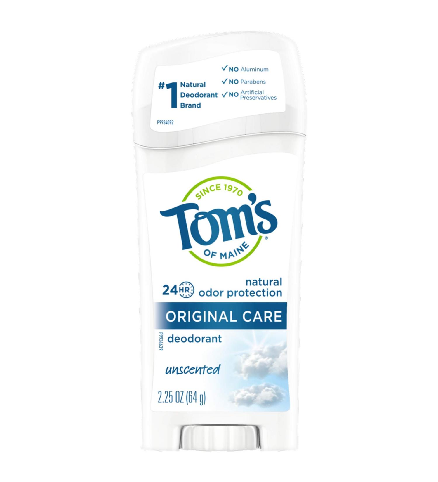 Tom's of Maine Natural Unscented Deodorant Stick - 2.25 oz - Buy Online on GoSupps.com