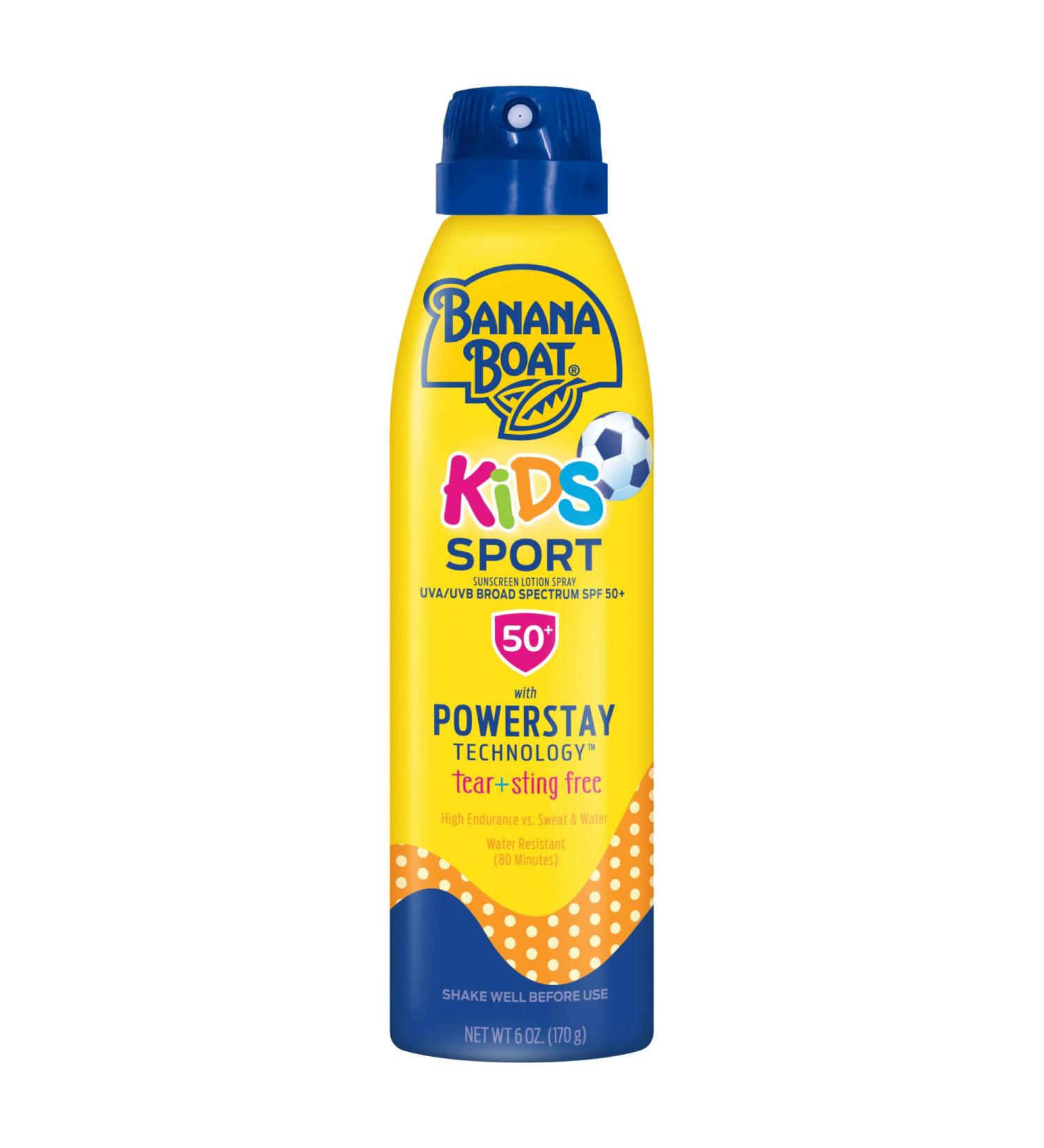 Banana Boat Kids Sport Sunscreen Spray Lotion SPF 50 6oz | Childrens Sunscreen SPF 50 Kids Sunblock Oxybenzone-Free 6oz Kids Sport - SPF 50 6 Ounce (Pack of 1) Spray Lotion - Buy Online on GoSupps.com