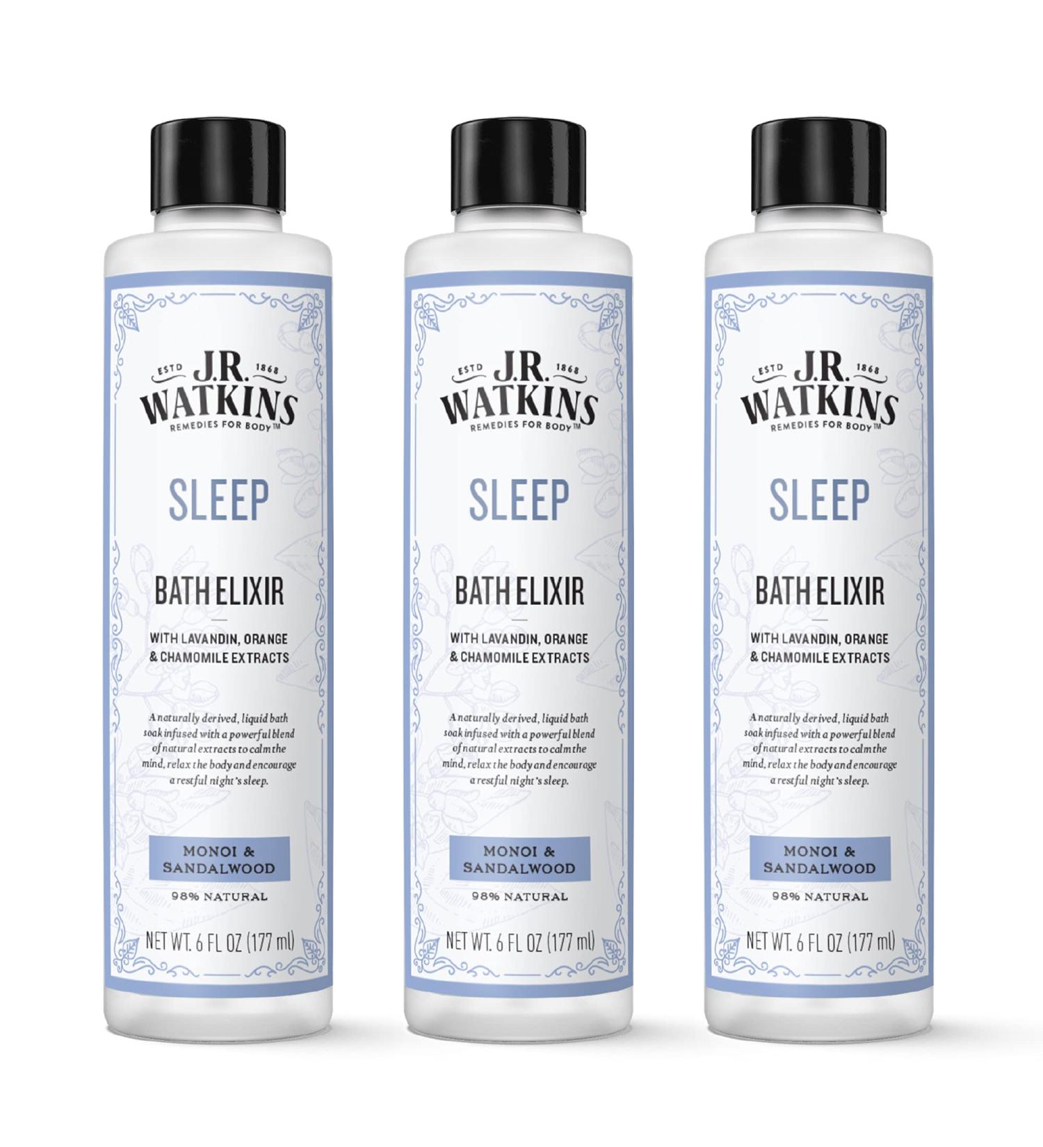 J.R. Watkins Monoi & Sandalwood Sleep Bath Elixir 6 oz - Pack of 3 | Natural Extracts, No Salt, No Residue - Buy Online on GoSupps.com