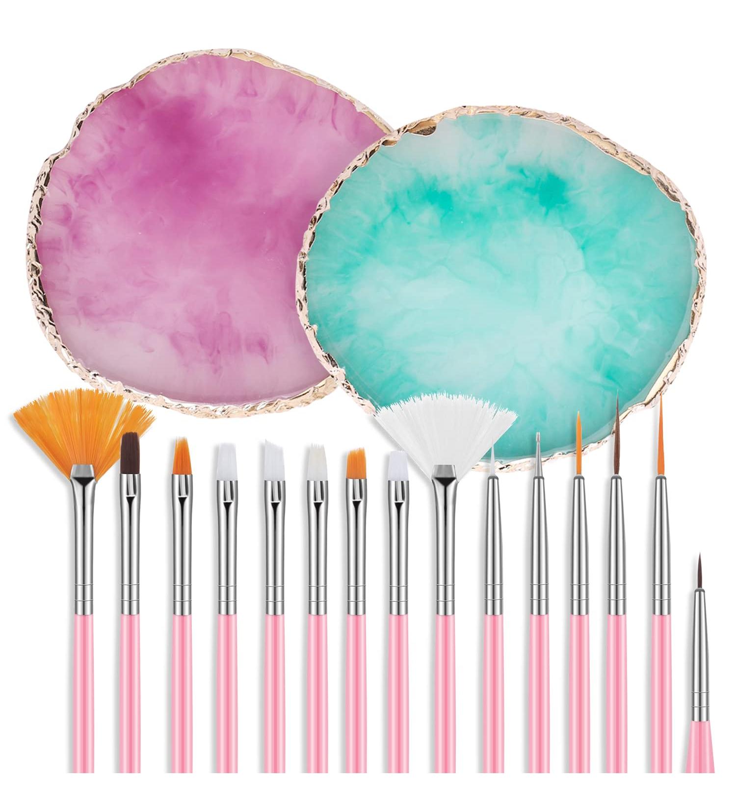 17 in 1 Nail Art Brushes and Palette Set - Purple and Green | Nail Tools for Home and Salon Use - Buy Online on GoSupps.com