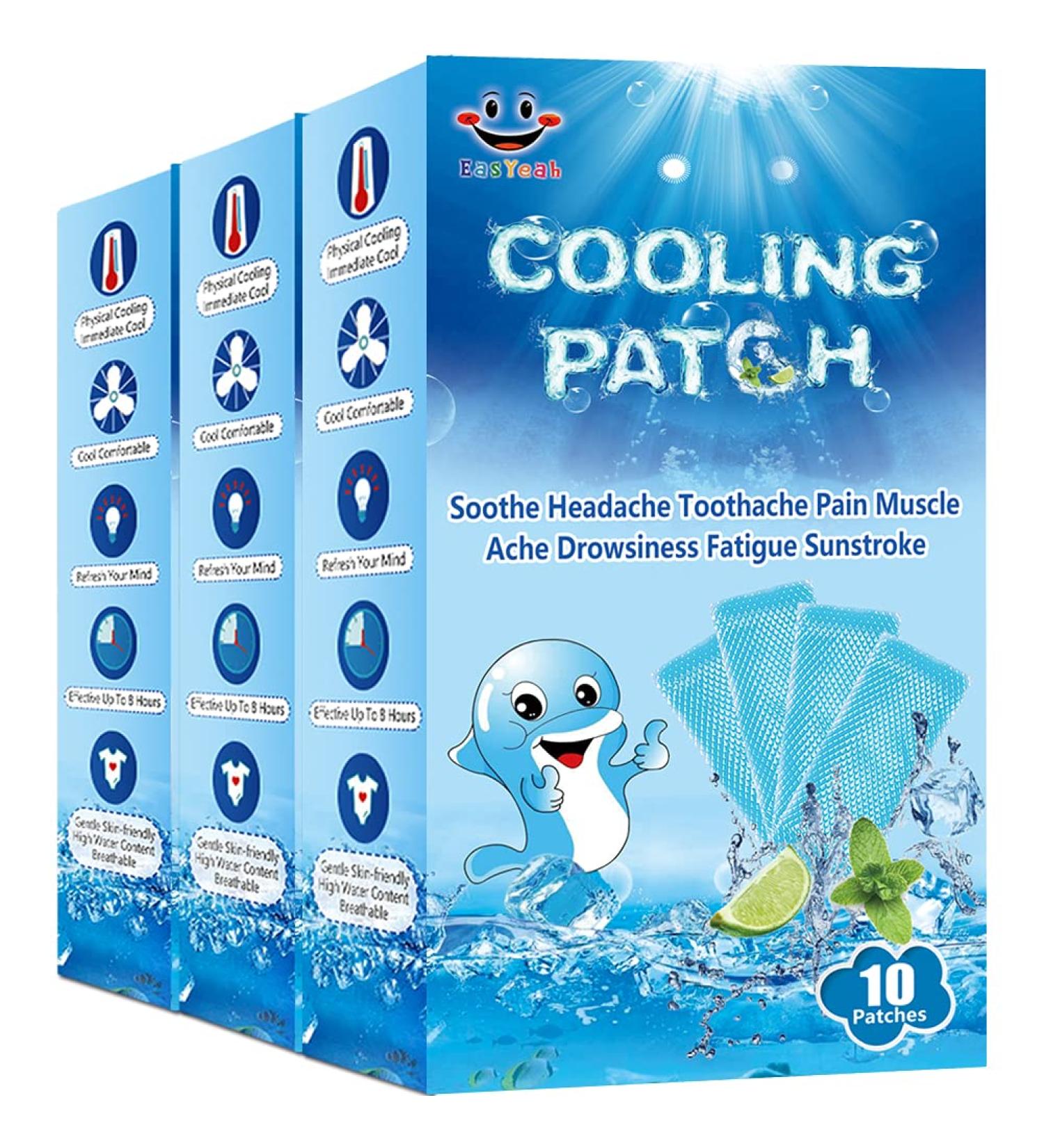 Fever Relief Cooling Patches - 30 Sheets, 10 Count Per Box (3 Boxes) - Headache & Pain Relief - Buy Online on GoSupps.com