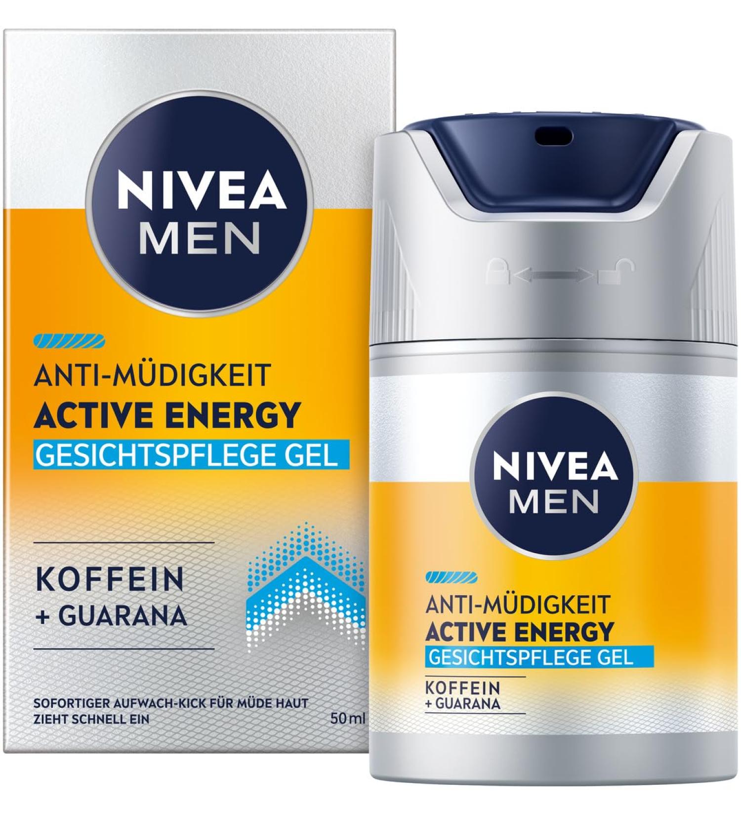 Beiersdorf NIVEA MEN Active Energy facial care gel 50 ml revitalizing facial cream for men fastabsorbing moisturizer against signs of fatigue - Buy Online on GoSupps.com