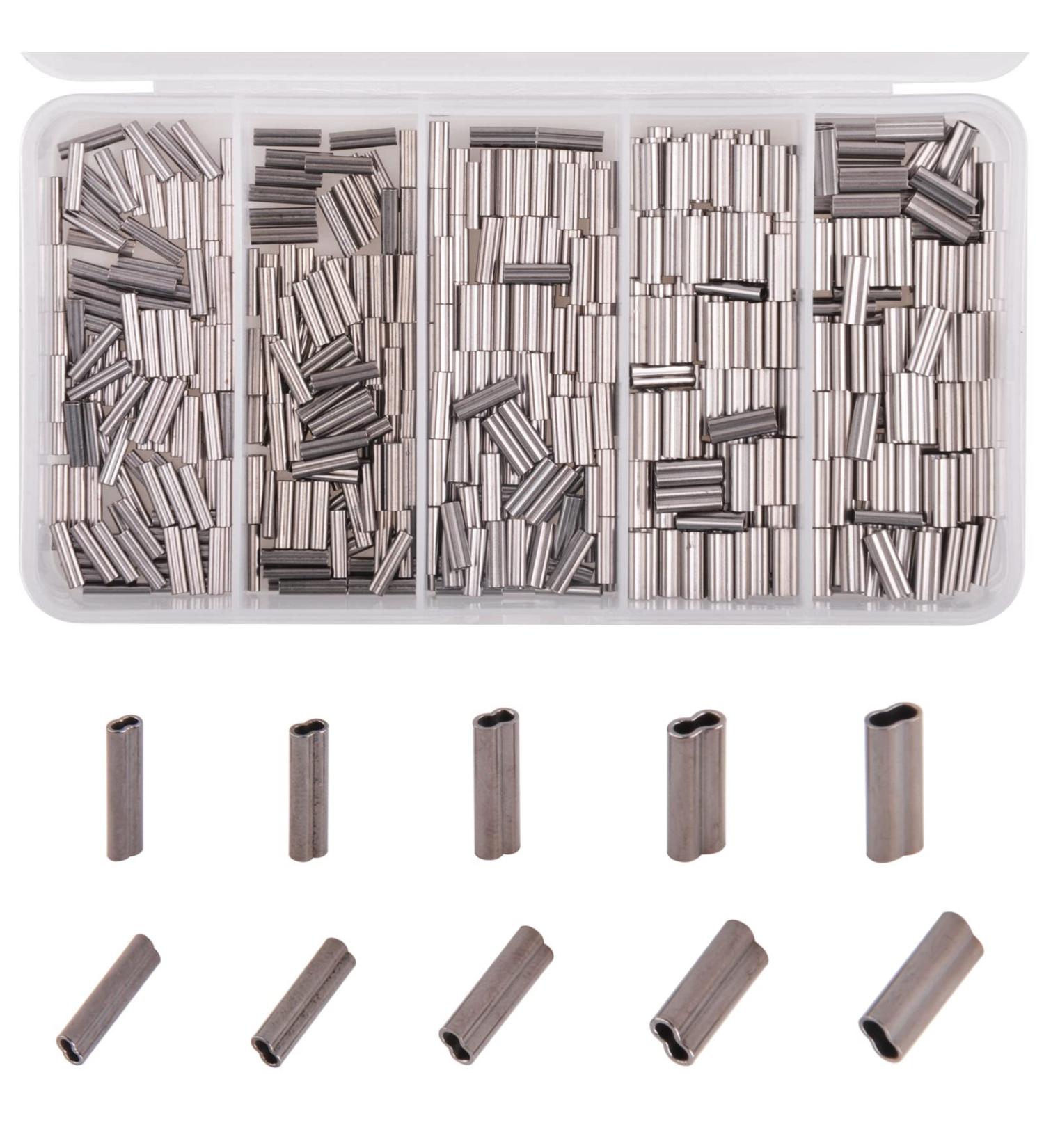 500pcs Fishing Crimp Sleeves Kit - Brass Copper Double Barrel Crimping Sleeves for Fishing Line Connector and Rigging Tackle - Buy Online on GoSupps.com