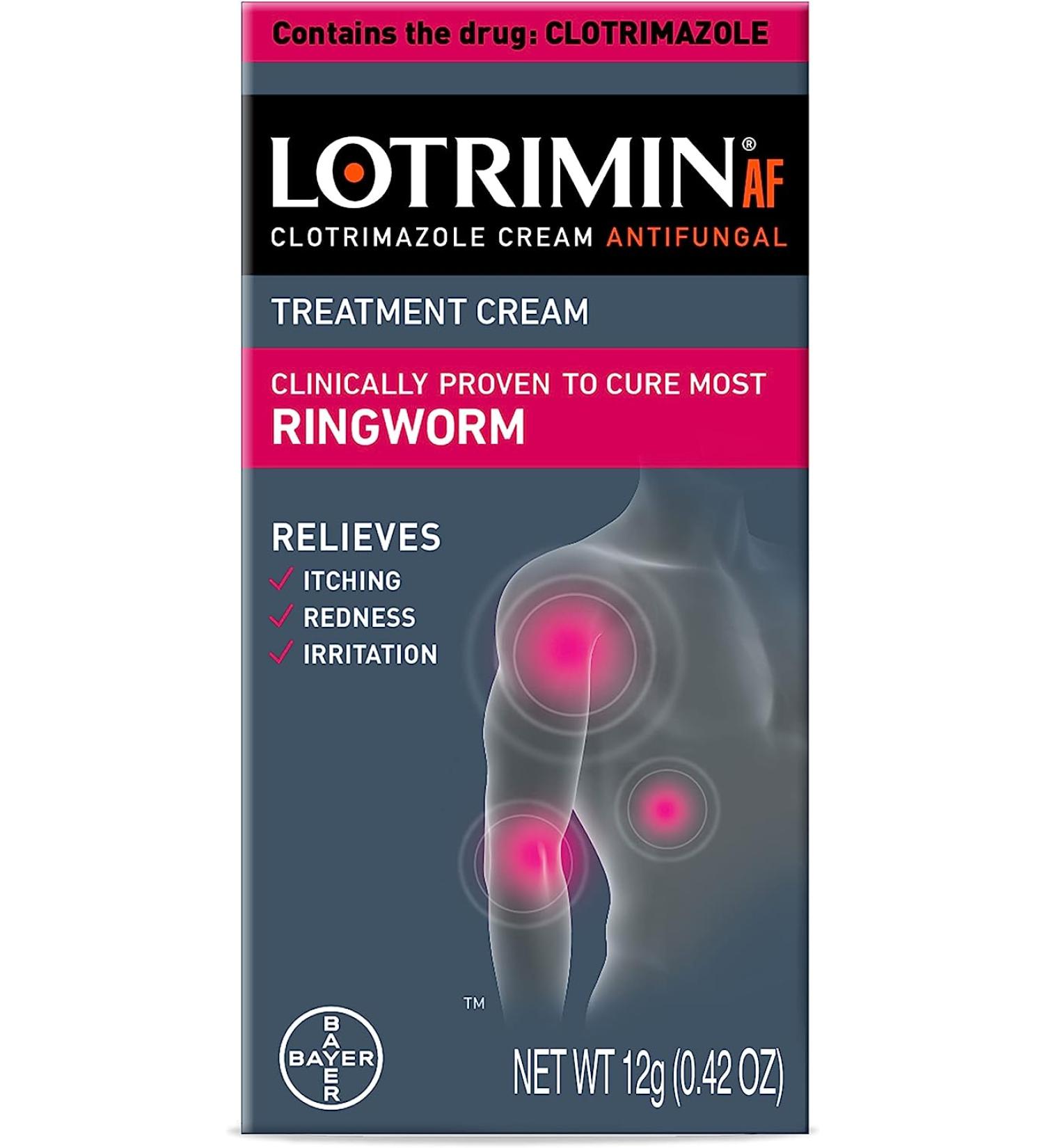 Lotrimin AF Ringworm Cream 1% Clotrimazole - Effective Antifungal Treatment for Adults and Kids - .42 Ounce (12g) - Buy Online on GoSupps.com