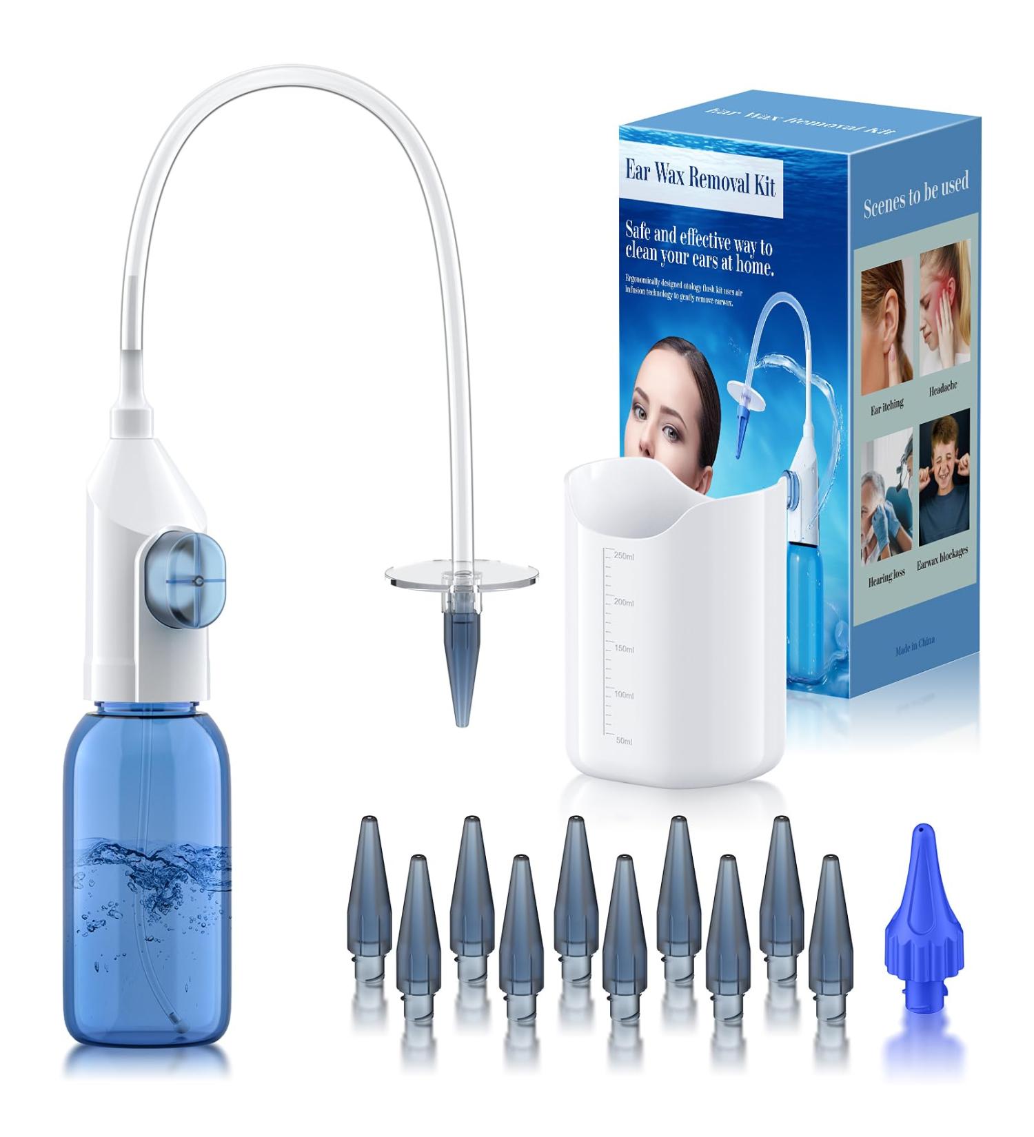 Lebbtl Ear Wax Removal Kit - Manual Ear Irrigation System Safe & Effective Ear Cleaner Tool with Basin & 10 Tips - International Shipping Available - Buy Online on GoSupps.com