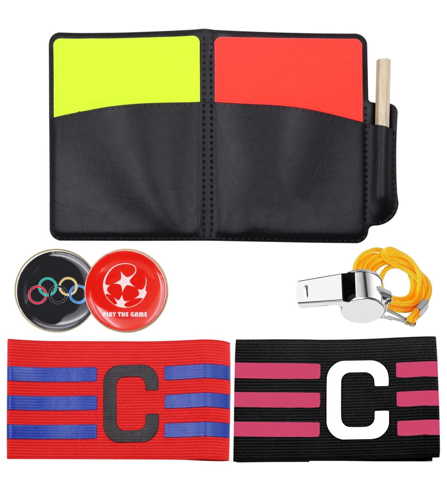 Homejoy Football Referee Cards Set | Red & Yellow Cards Whistle Armband & Point Book for Soccer Games - International Shipping - Buy Online on GoSupps.com