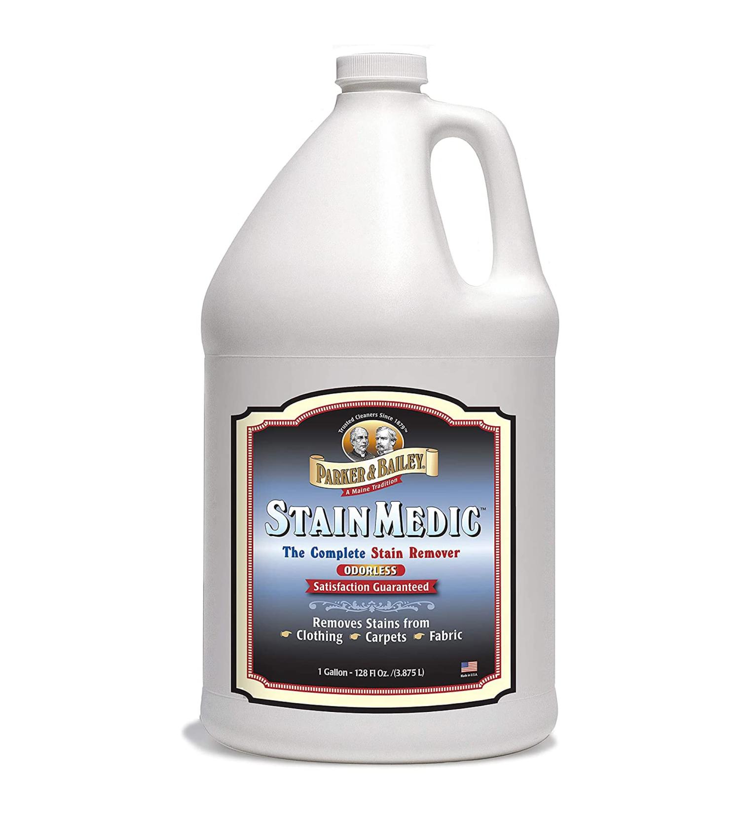Parker & Bailey Liquid Stain Remover - Instant Odorless Stain Cleaner for Clothes Carpets & Upholstery - 128 Fl Oz Gallon - Ink Grease Blood Wine Coffee Food Spot Treatment - Buy Online on GoSupps.com