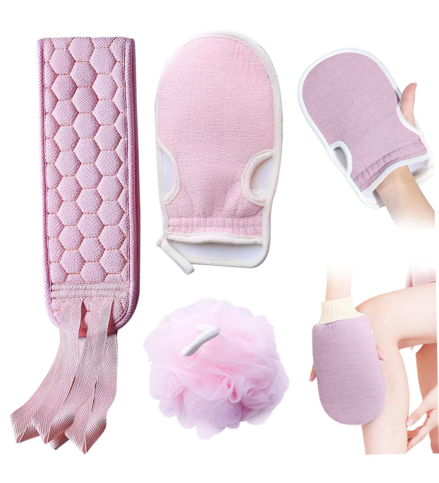 Buy Stretchable Net Sponge & African Net Cloth Exfoliating Washcloths for Men & Women | Comfortable Shower Gloves in Light Pink - Buy Online on GoSupps.com