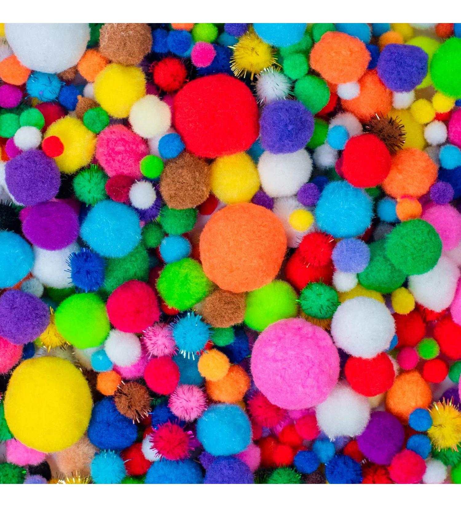 Adeweave 1000 Assorted Craft Pom Poms - Multicolor Bulk Arts and Crafts Pompoms - Soft and Fluffy Balls in Assorted Sizes for Home and School - Buy Online on GoSupps.com