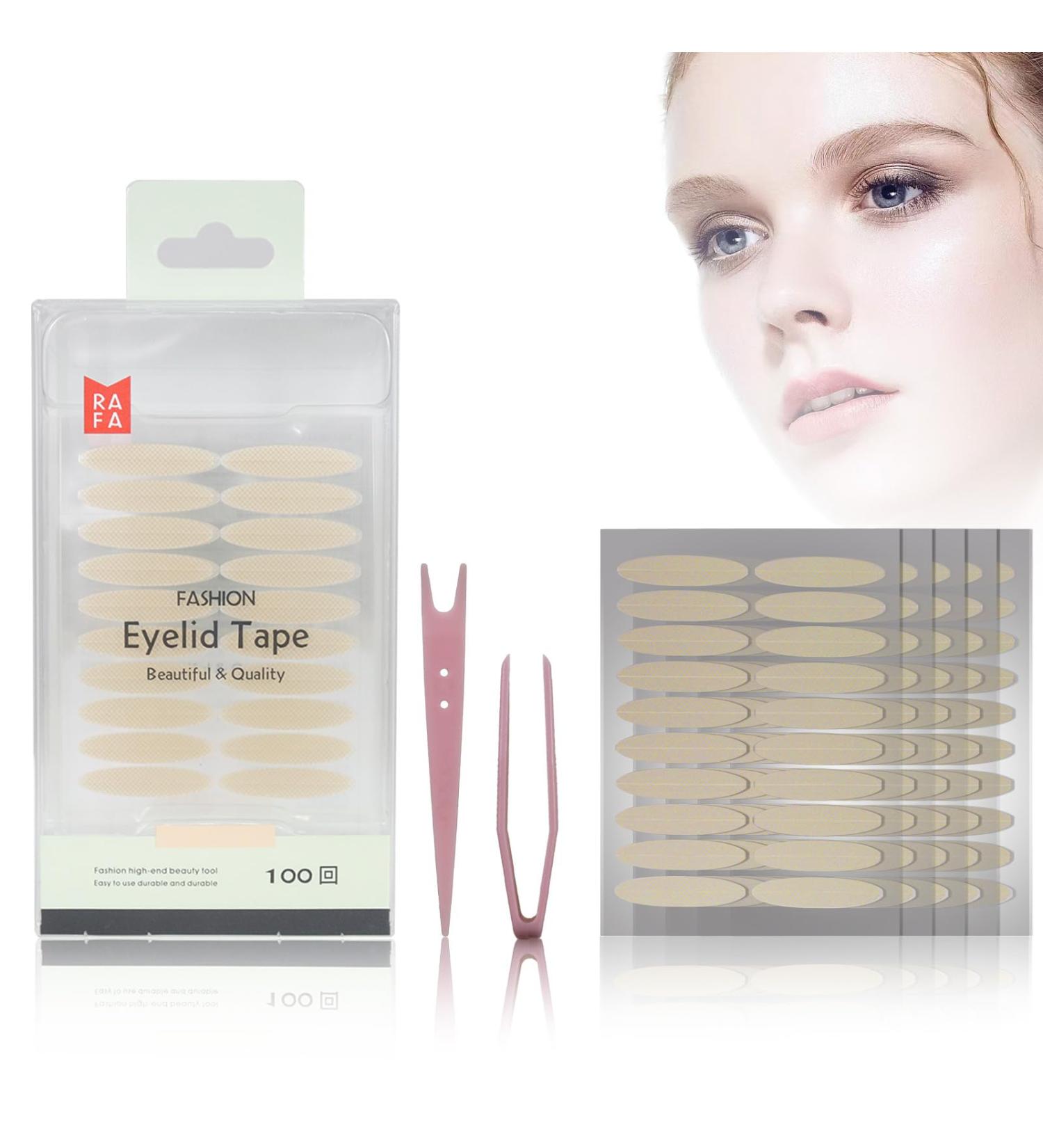 Mercham 4MM Eyelid Lift Strips - Natural, Self-Adhesive Tape for Hooded Eyes - Instant Eye Lift Without Surgery - 100 Pairs - Buy Online on GoSupps.com