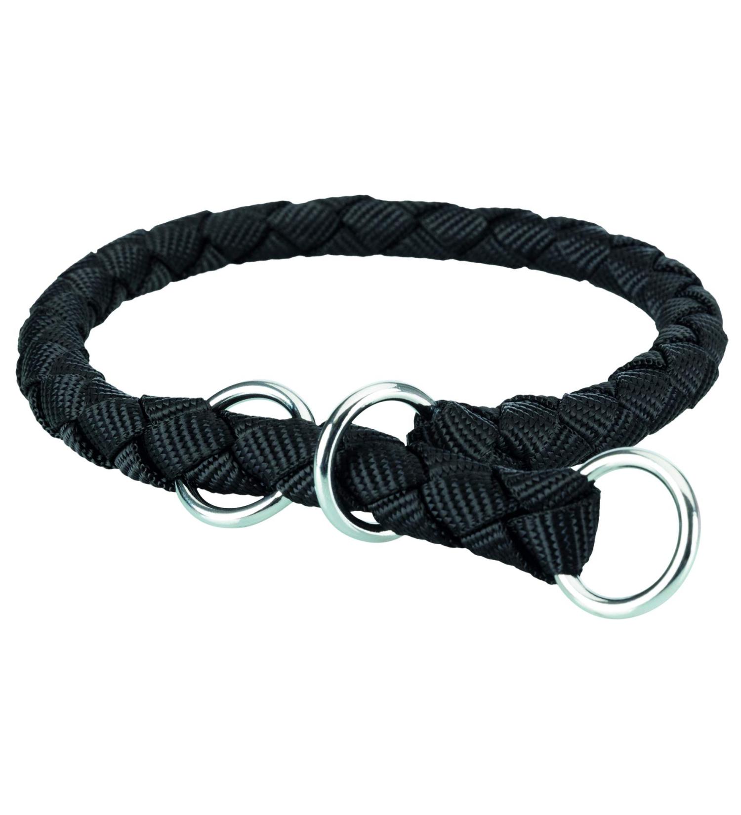 Trixie cavo pull -stop collar size M: neck circumference 39 45 cm/ 12 mm in black - dog collar made of belt band for medium -sized dogs round braided 143801 black M: 39 - 45 cm