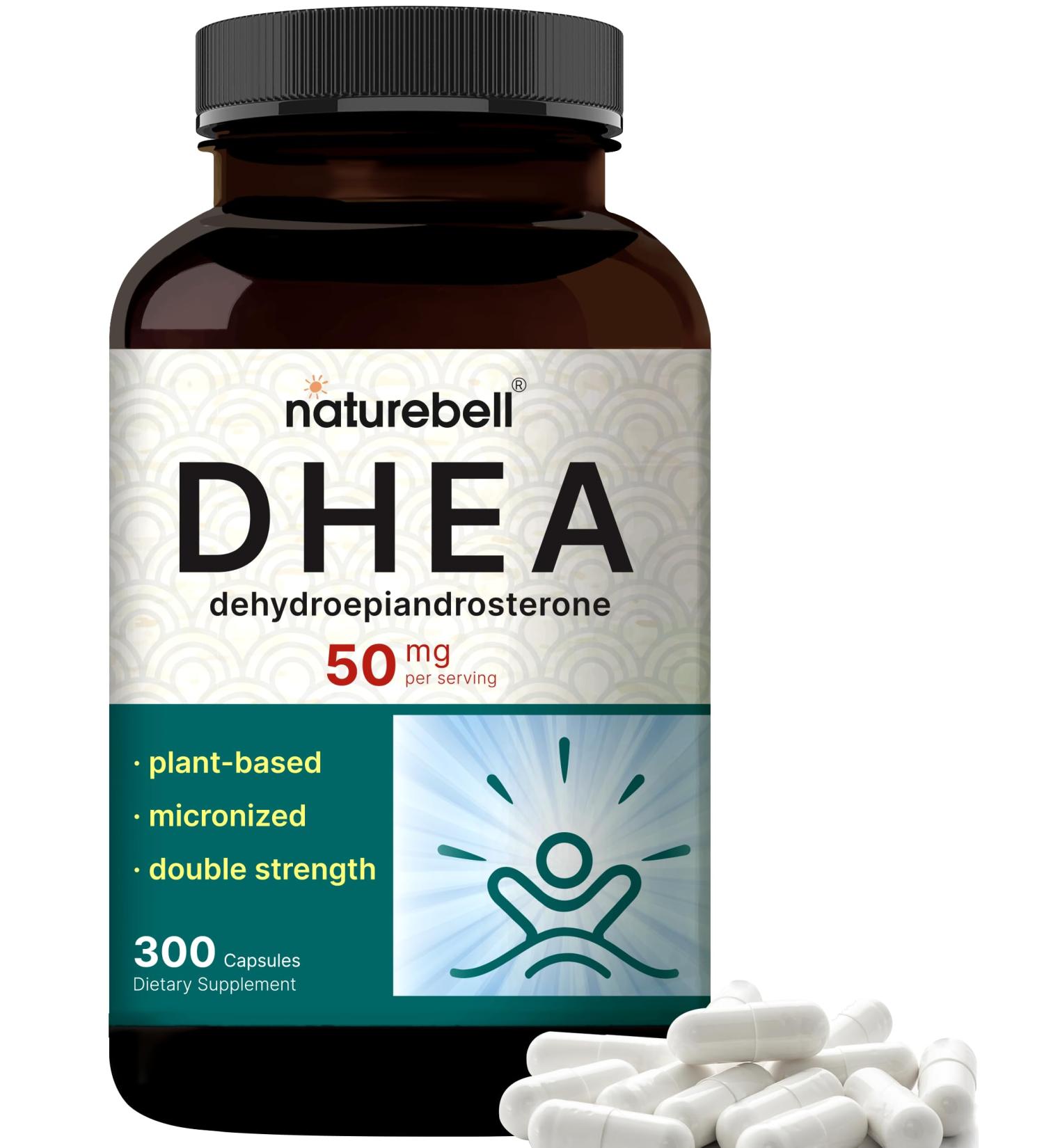 NatureBell DHEA 50mg for Men & Women 300 Capsules | Micronized for Better Absorption | Plant-Based Source | Supports Energy Metabolism & Healthy Aging | Non-GMO Made in USA - Buy Online on GoSupps.com