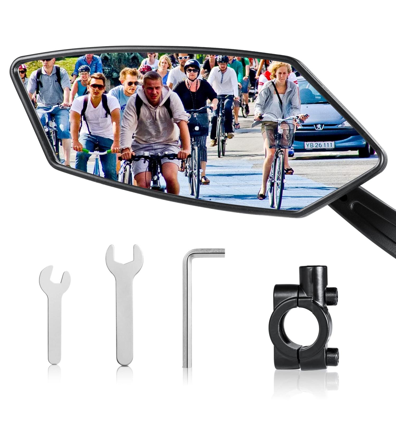 Coicer Left Bicycle Mirror for E-Bike - HD 360 Rotatable & Foldable Handlebar Rear-View Accessory | Extra Large Impact-Resistant Glass - Buy Online on GoSupps.com