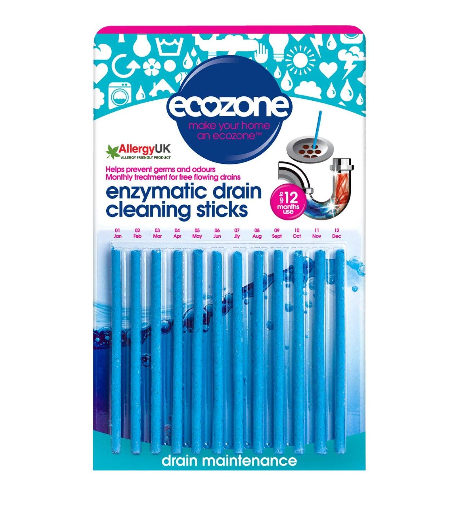 Ecozone Citrus Drain Cleaning Sticks - Natural Vegan Pipe Unblocker (x12) - Buy Online on GoSupps.com