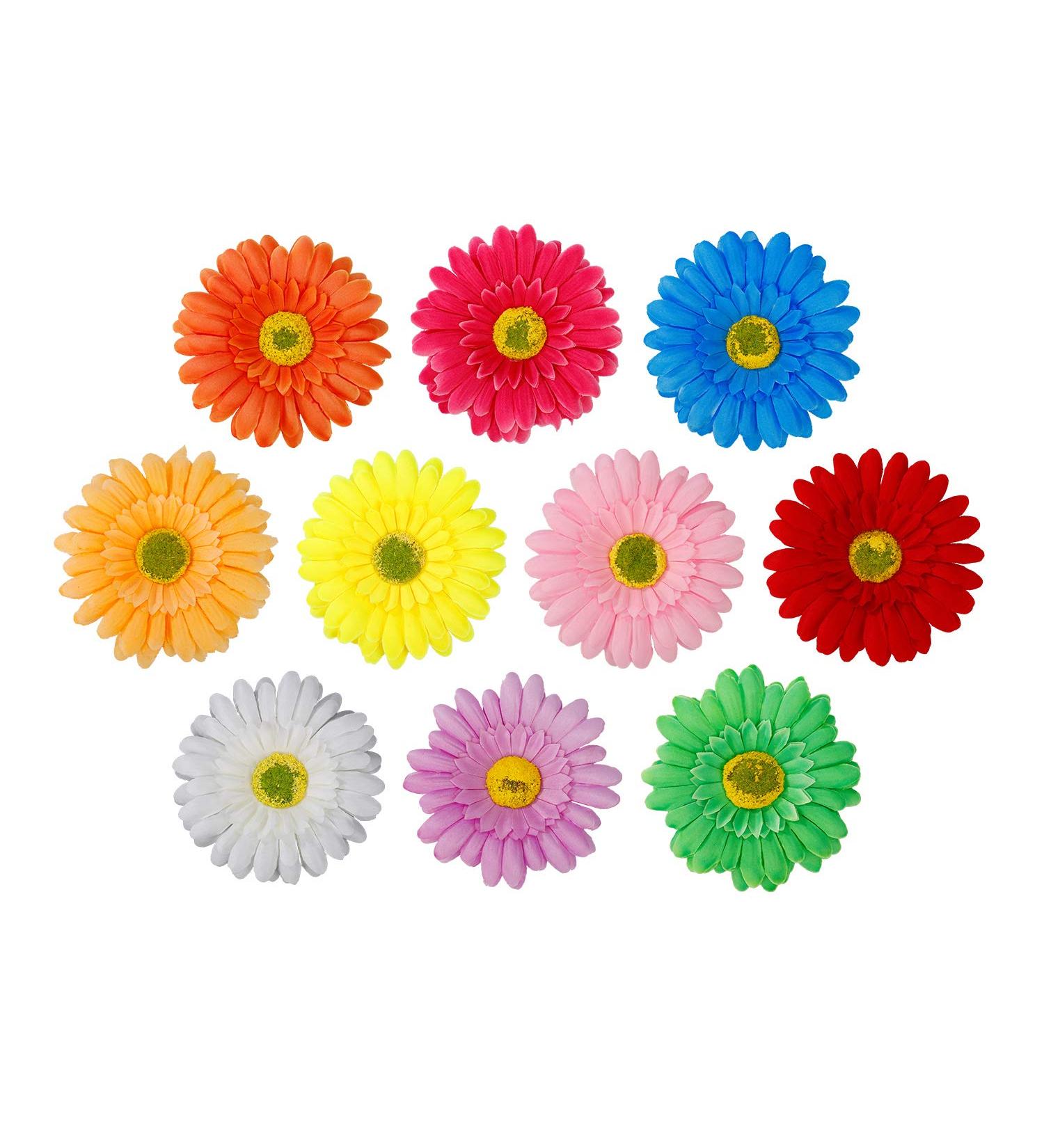 Flower Hair Clips - Sunflower & Multi-Colored Hair Accessories for Kids & Women - 10 Piece Set - Buy Online on GoSupps.com