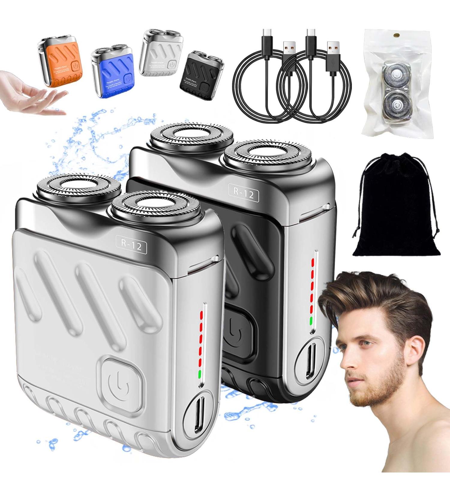 Beard Shaver Traveler Mini and Portable Suitcase Design Double-Ring Magnetic Cutter Men's Favorite Portable Mini Electrict Shaver PX7 Waterproof Razor Pocket Size USB Rechargeable (2PCS-B) - Buy Online on GoSupps.com