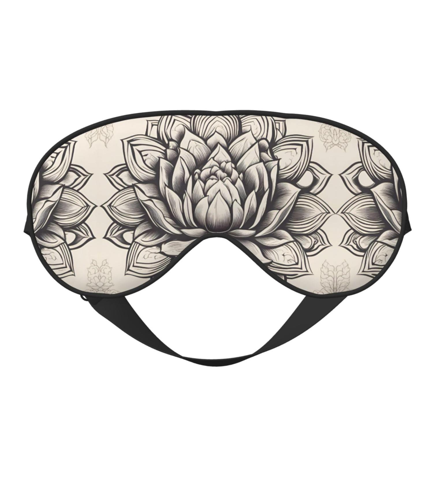 Lotus Flower Namaste Double-Sided Sleep Eye Mask | Soft Adjustable Blindfold for Light Blocking - Buy Online on GoSupps.com