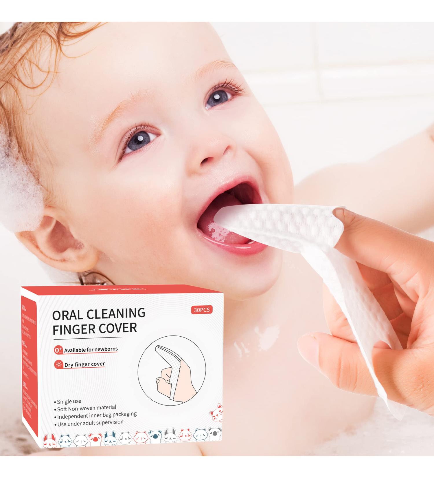 Sanfe Elephant Baby Finger Toothbrush & Dry Wipes Combo | Gentle Tooth & Gum Cleaning | Baby Tongue Cleaner | For 0-36 Months | 30ct (Dry Finger cots) - Buy Online on GoSupps.com