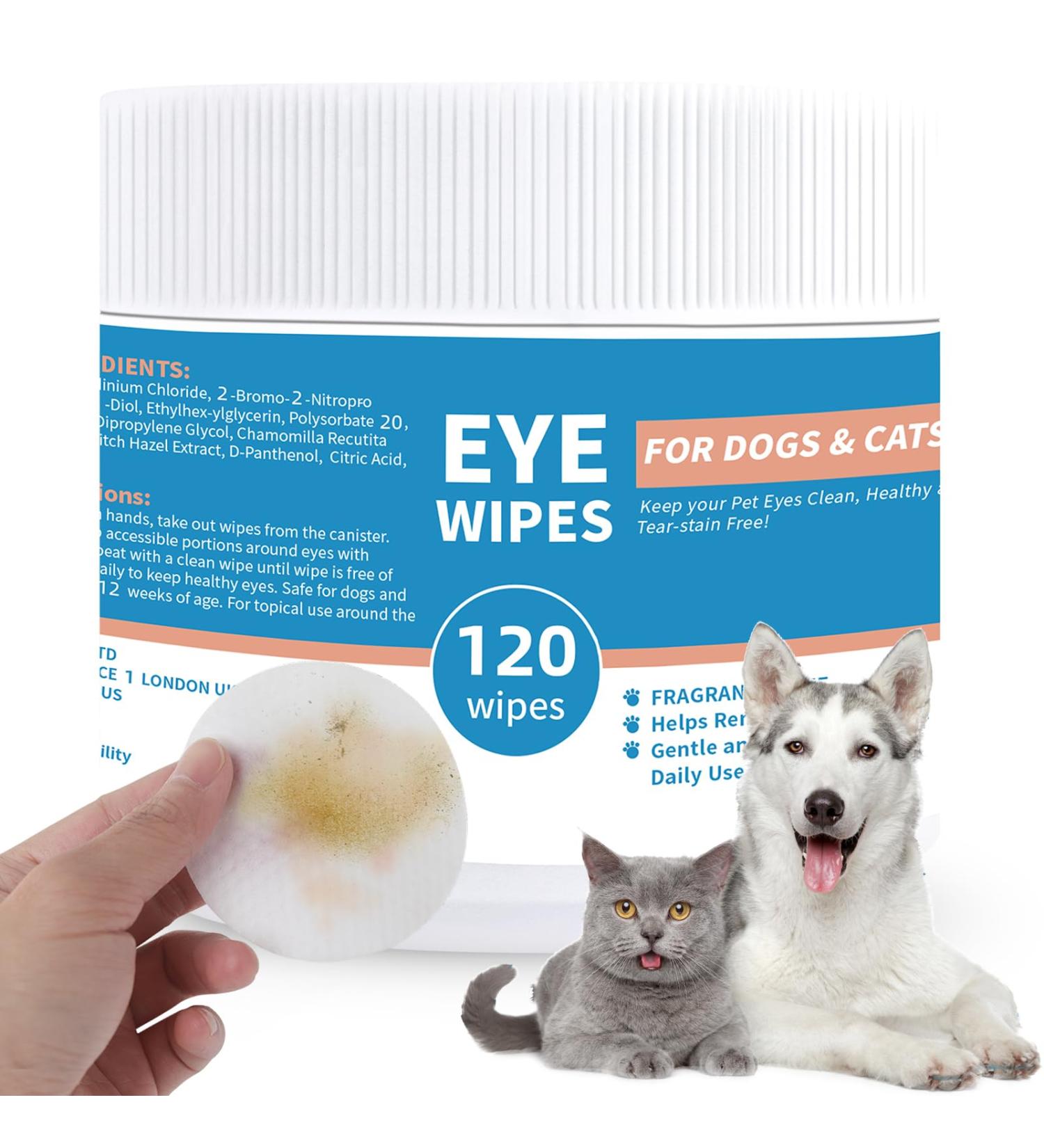 Lingettes Pour les yeux d'animaux (chiens et Chats) - 120 lingettes liminatrices de taches de larmes - Tampons de Coton pr -impr gn s Pour le nettoyage des yeux sans Parfum - Buy Online on GoSupps.com