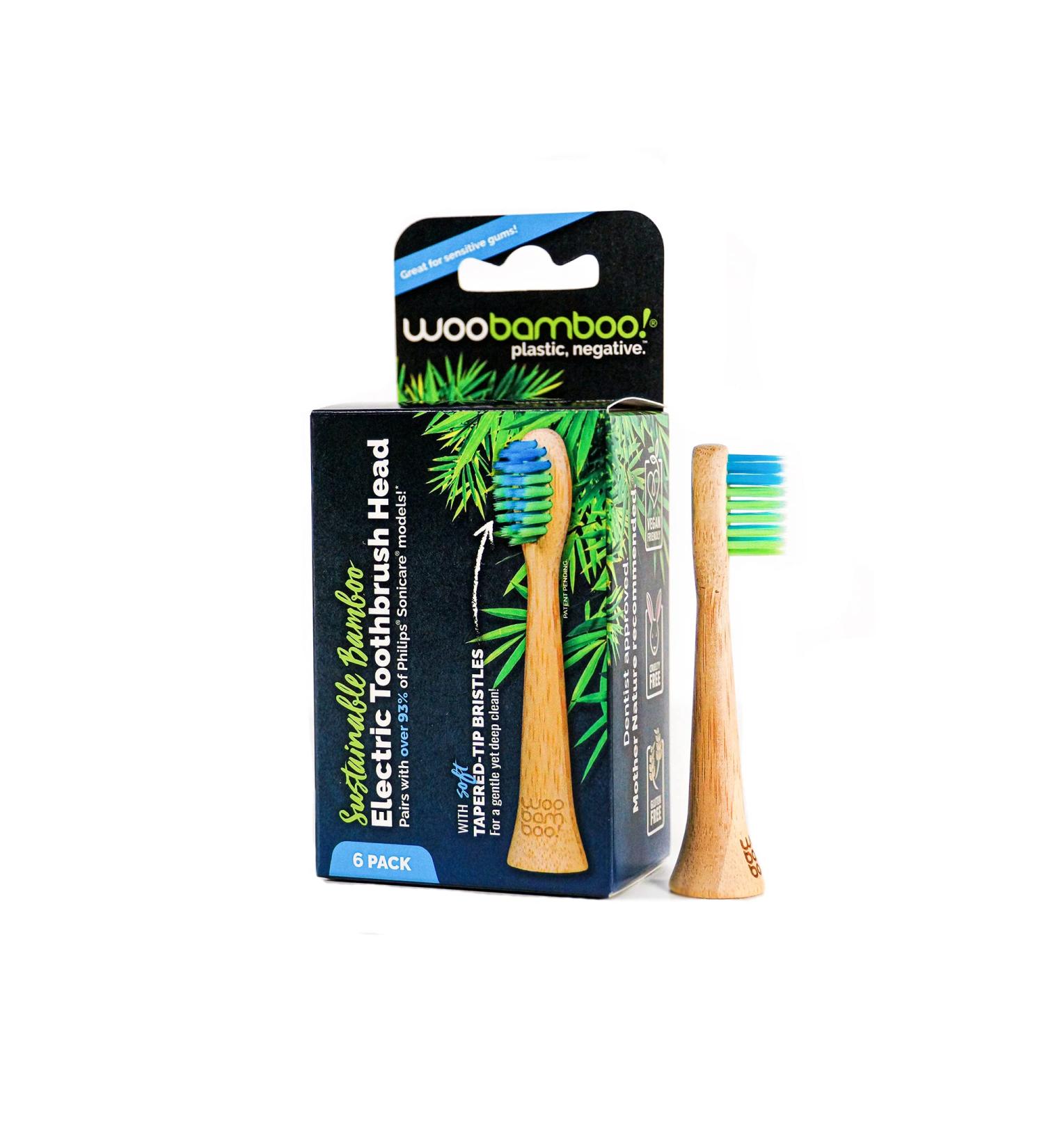 WooBamboo Bamboo Electric Toothbrush Replacement Heads for Phillips Sonicare - 6pk | Eco-Friendly, Biodegradable, Vegan - Buy Online on GoSupps.com