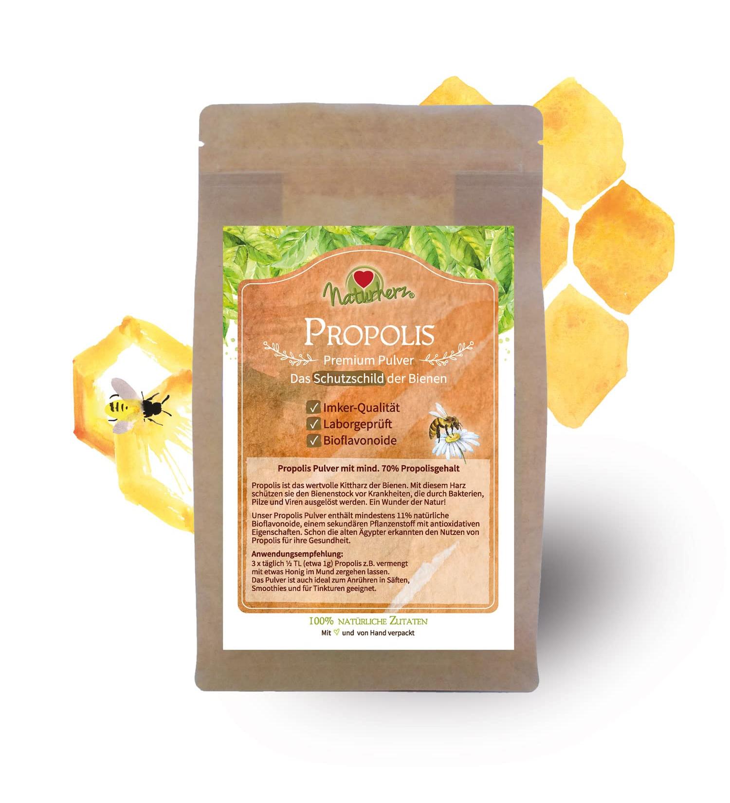  Naturherz Naturherz Propolis Powder - Vitamins A B1 B2 B3 and biotin - Ideal for making ointments tinctures or creams - Premium food grade beekeeper (100 g) - Buy Online on GoSupps.com