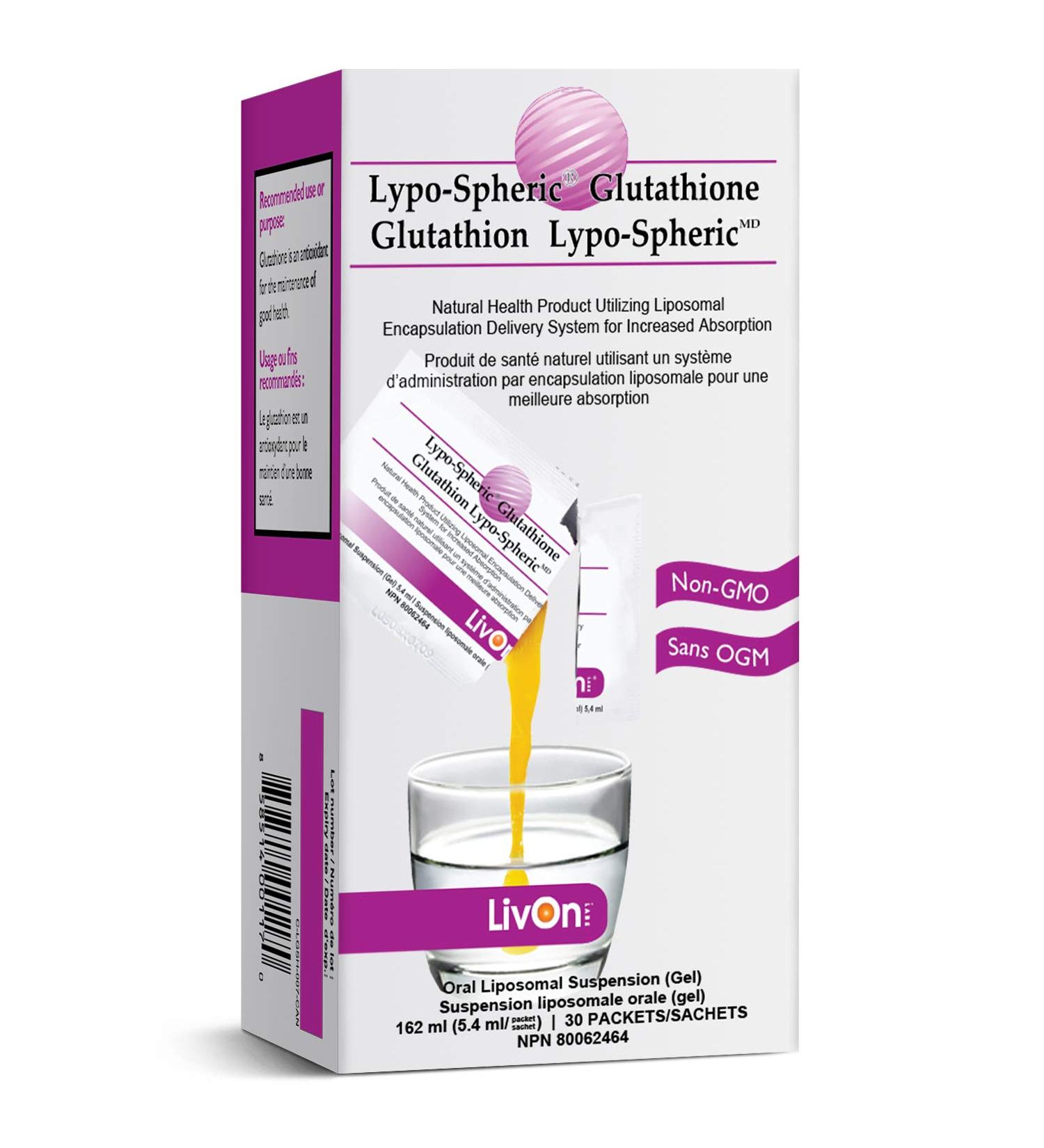Lypo-Spheric Glutathione - 30 Packets 162 ml Glutathione Per Packet Liposome Encapsulated for Maximum Bioavailability Professionally Formulated 100% Non-GMO 5.40 ml (Pack of 30) - Buy Online on GoSupps.com