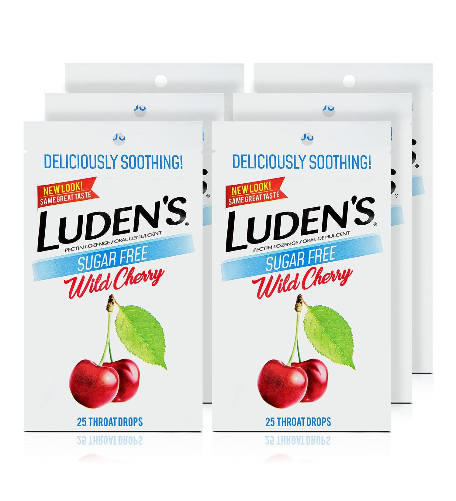 Luden's Sugar-Free Wild Cherry Throat Drops 25ct (Pack of 6) - Soothing Relief for Sore Throats - Buy Online on GoSupps.com