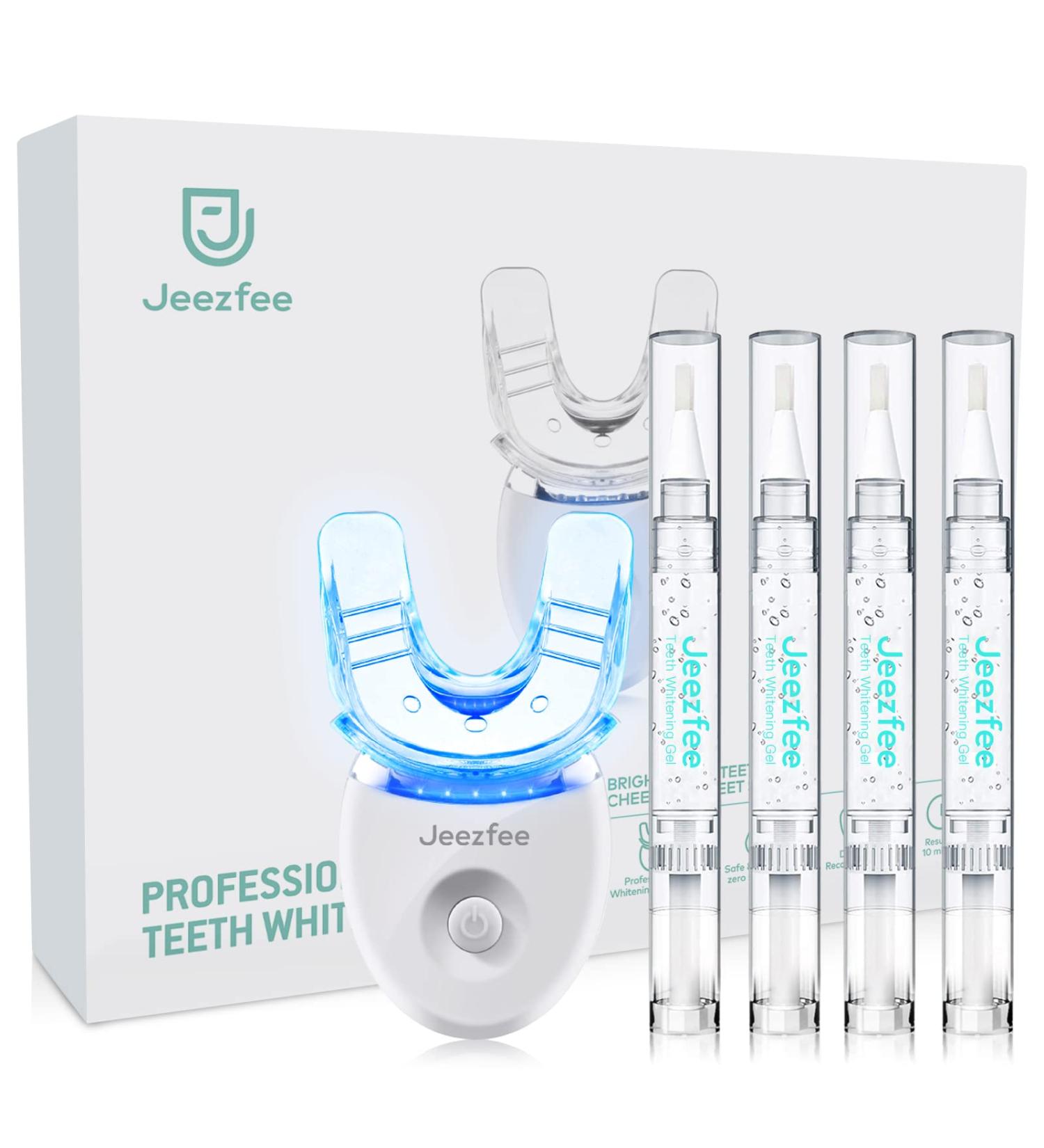Jeezfee Teeth Whitening Kit with LED Light & Desensitizing Gel - 35% Carbamide Peroxide Pens - Sensitive Teeth Whitening System - Buy Online on GoSupps.com