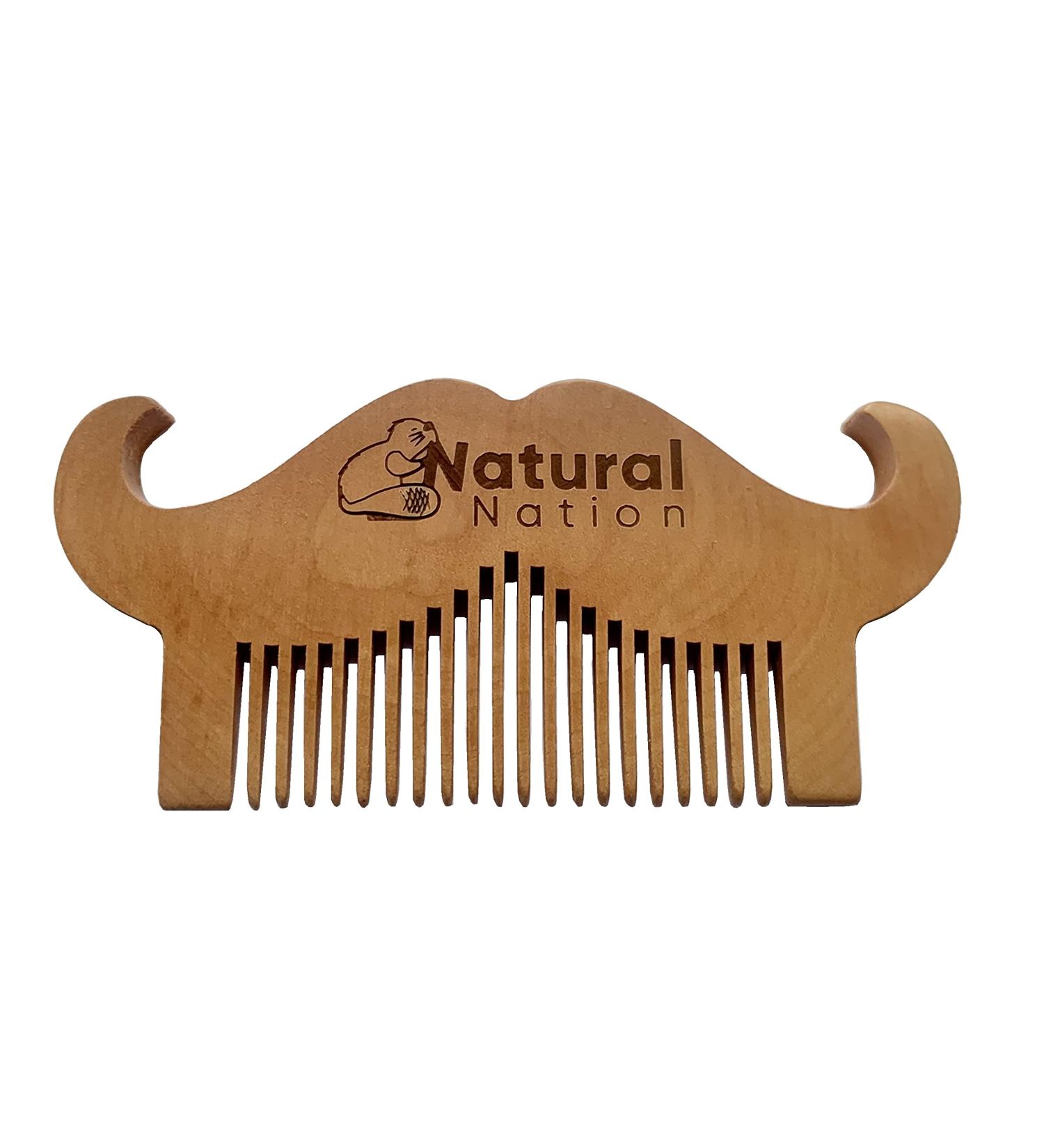 Wooden Moustache/Beard Comb Anti-Static Natural Wood Eco-Friendly Biodegradable De-tangles and Smoothes Out Facial Hair