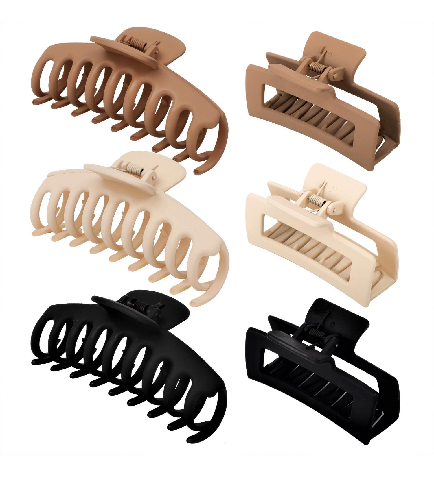 79style 6pcs Big Hair Claw Clips Neutral Colors Hair Clips For Women Claws Clips For Thick Hair Banana Clips Medium Large Hair Claws Square Strong Hold Hair Styling Accessories For Women ( 3pcs 4.3 Inch+ 3pcs 3.54 Inch ) 3 - Buy Online on GoSupps.com