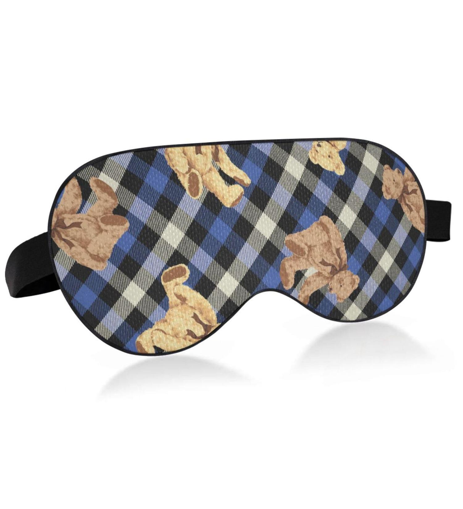 Haskirky Light Blocking Eye Mask for Men and Women - Breathable & Adjustable for Travel, Yoga, Meditation - Deep Sleep Mask - Navy Plaid - Buy Online on GoSupps.com