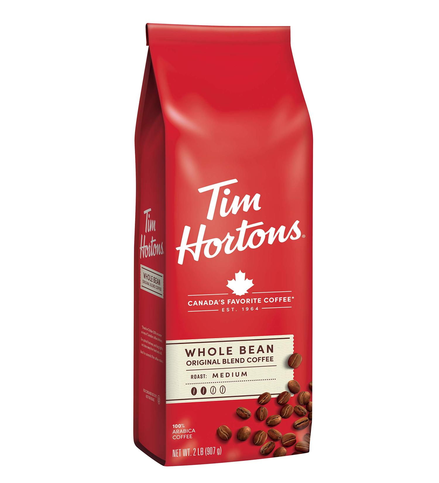 Tim Hortons Medium Roast Whole Bean Coffee - 32 oz Bag (2 lb), 100% Arabica Beans - Buy Online on GoSupps.com