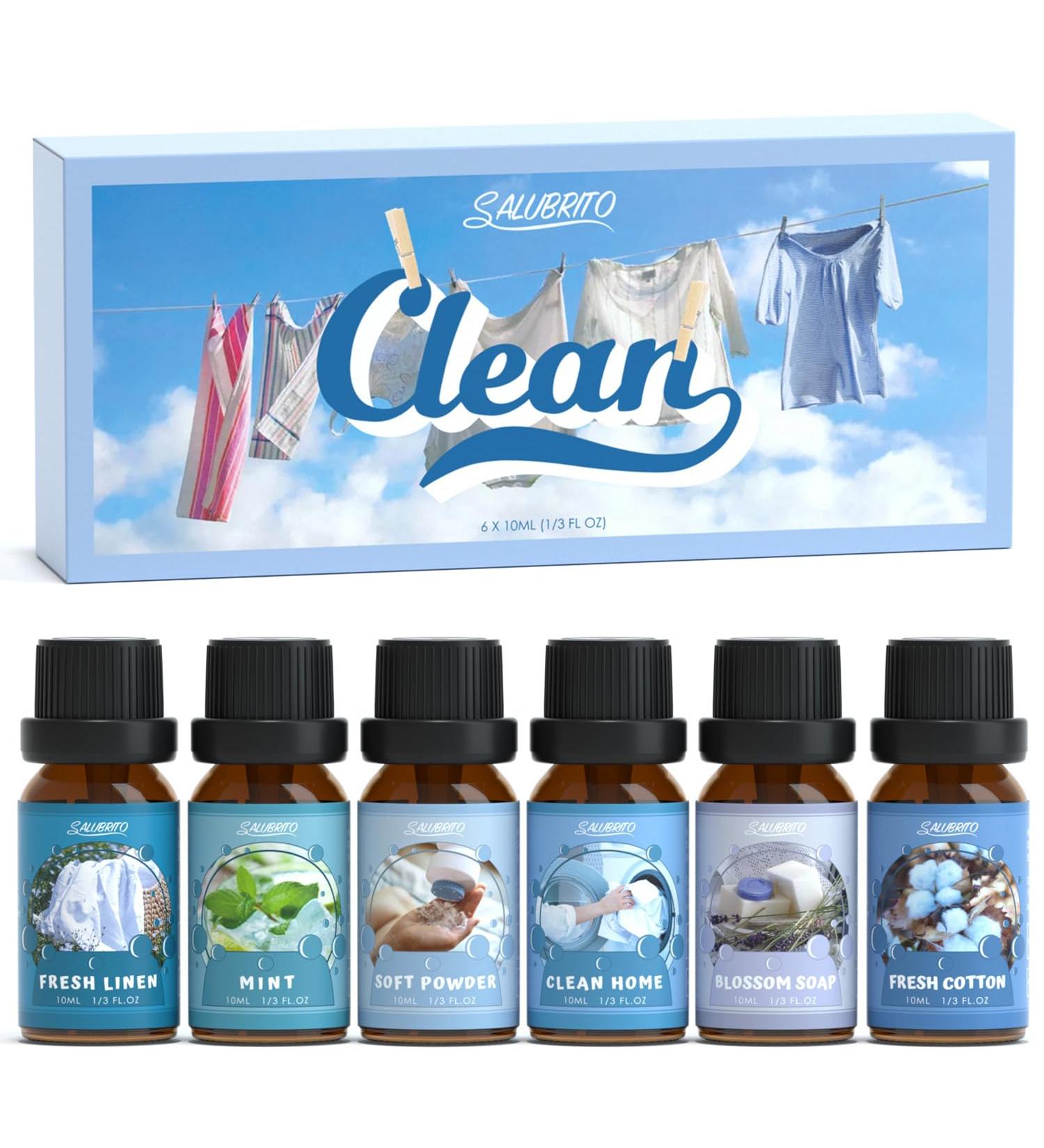 Salubrito Clean Essential Oils Set | Natural Aromatherapy Fragrance Oils for Diffusers Candles & Fresh Home Scents - Buy Online on GoSupps.com