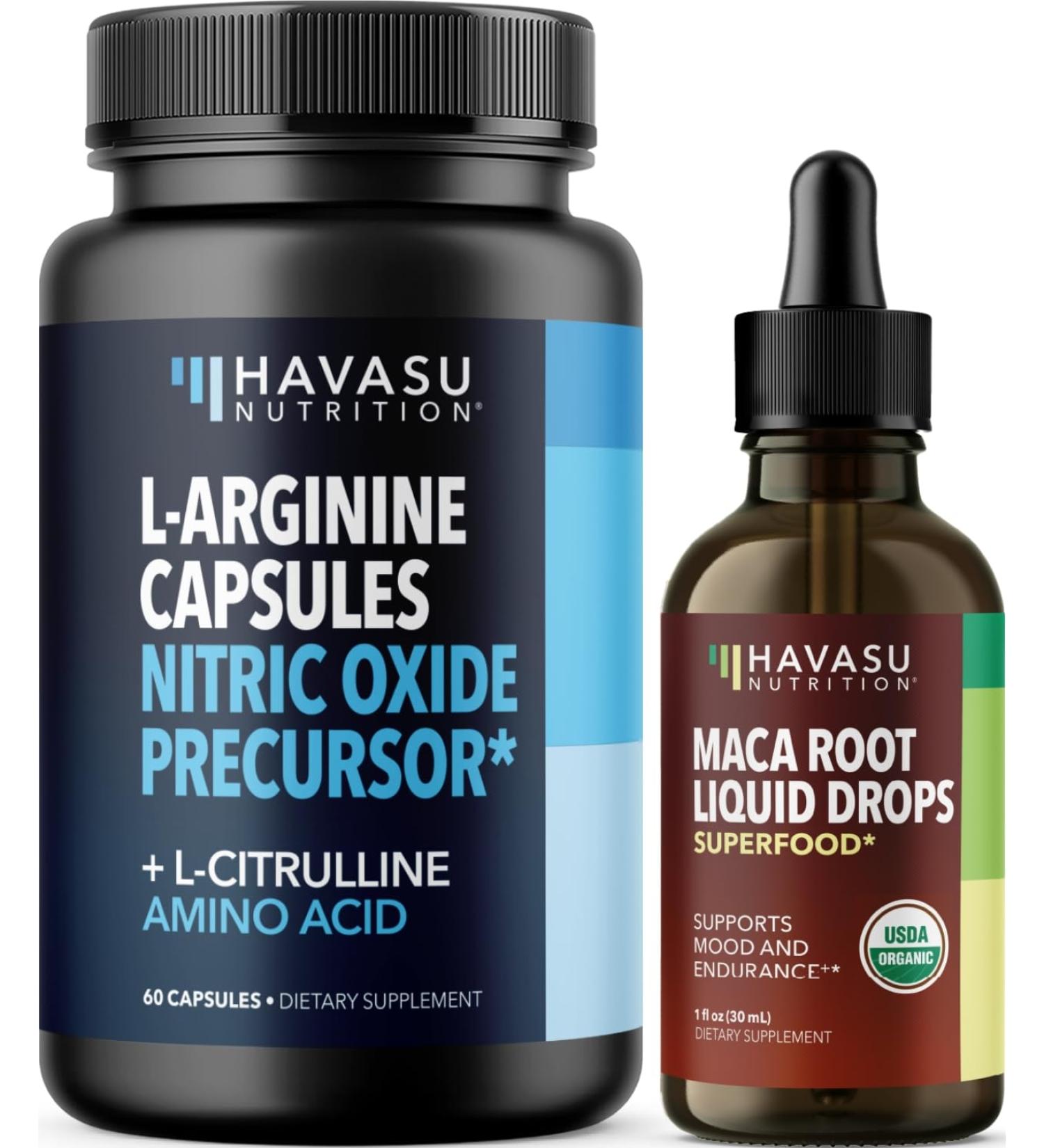 HAVASU NUTRITION Organic Maca Root Liquid Drops (60 Servings) & L Arginine L Citrulline Supplement (30 Servings) - Buy Online on GoSupps.com