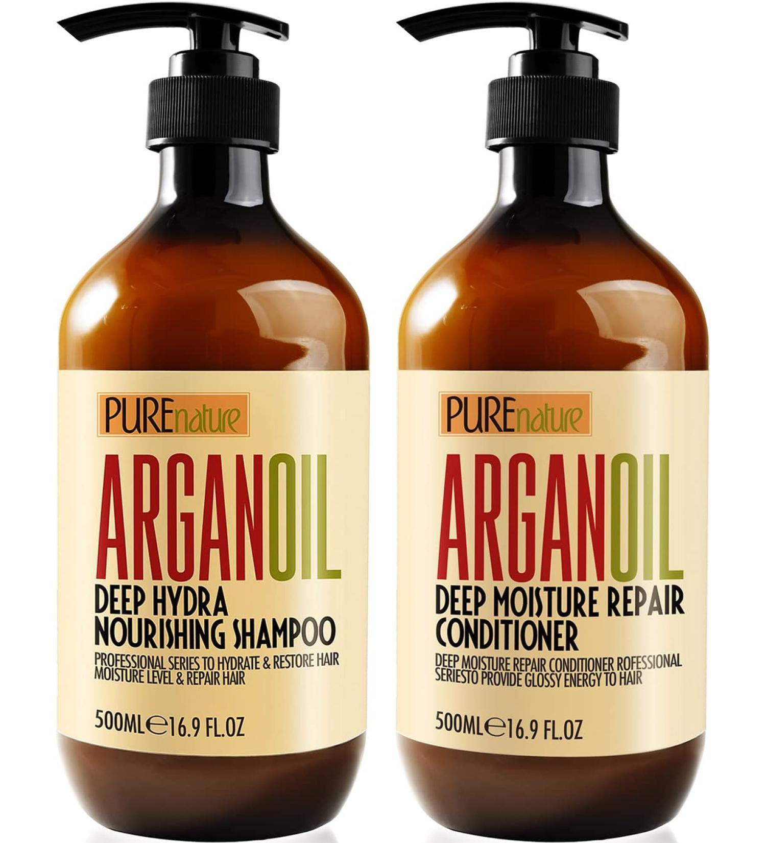Moroccan Argan Oil Shampoo and Conditioner Set - SLS Sulfate Free - Ideal Gift for Damaged, Dry, Curly, or Frizzy Hair - Thickening Formula for Fine/Thin Hair - Safe for Color & Keratin Treated Hair - Buy Online on GoSupps.com