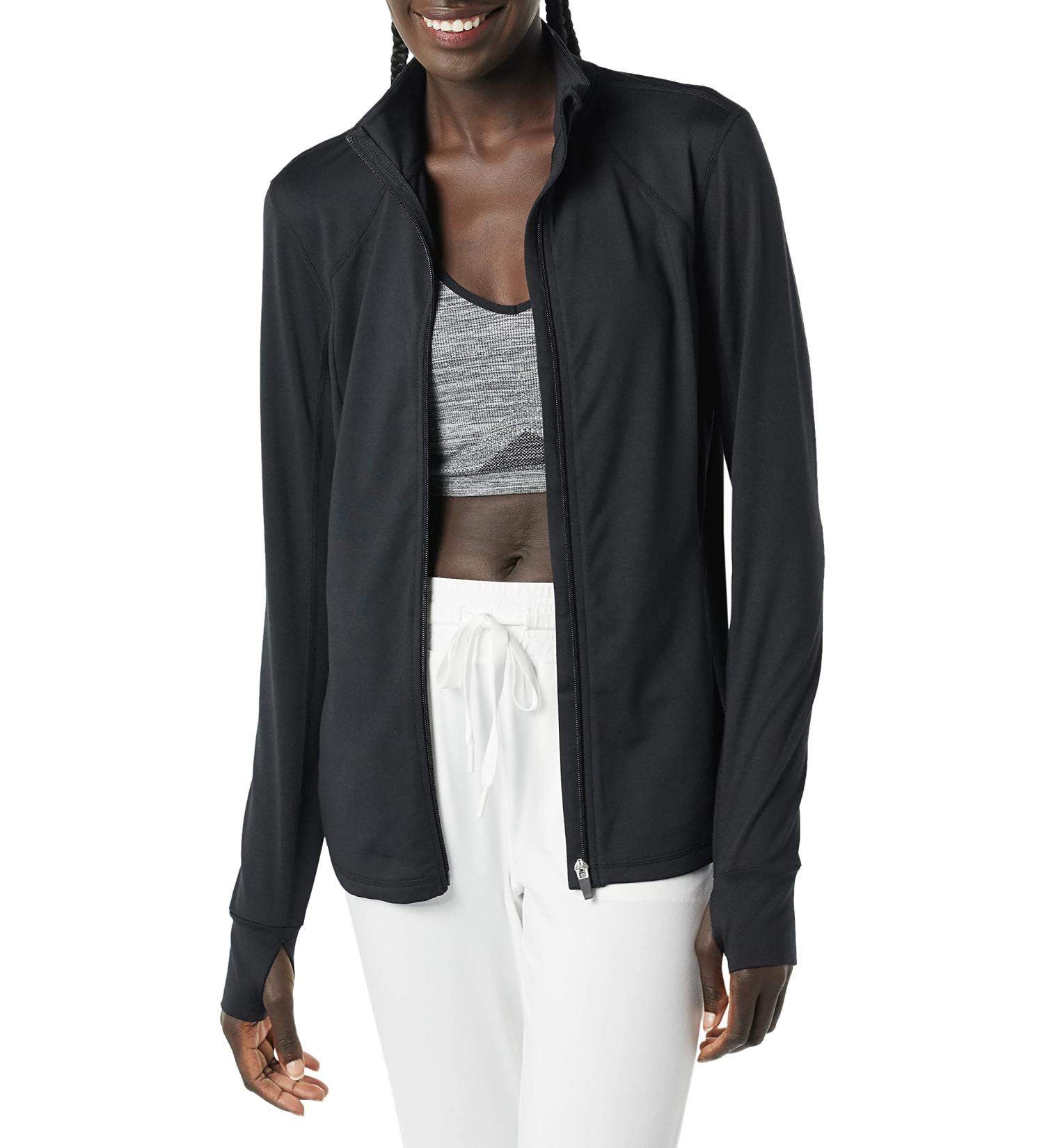 Amazon Essentials Women's Brushed Tech Stretch Full-Zip Jacket - Plus Size - Black (Large) - Buy Online on GoSupps.com