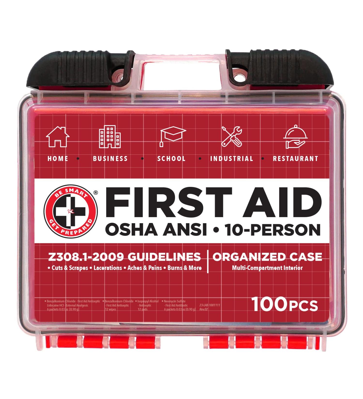 100-Piece First Aid Kit | Exceeds OSHA & ANSI Standards | For Home, Office, Car, School, Emergency, Survival, Camping, Hunting & Sports - Buy Online on GoSupps.com