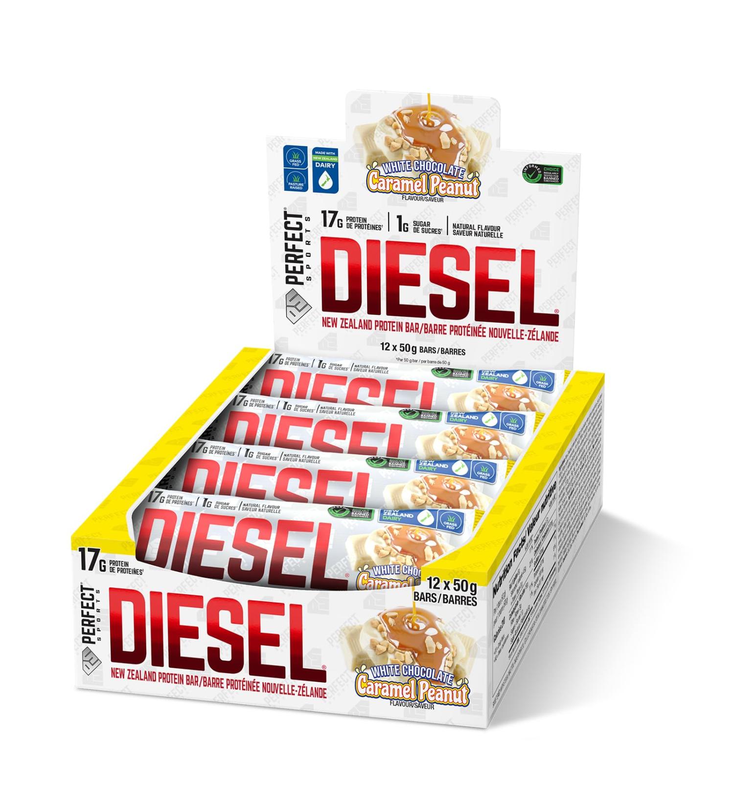 DIESEL New Zealand Protein Bar - White Chocolate Caramel Peanut - 50g (12 Pack) - Buy Online on GoSupps.com