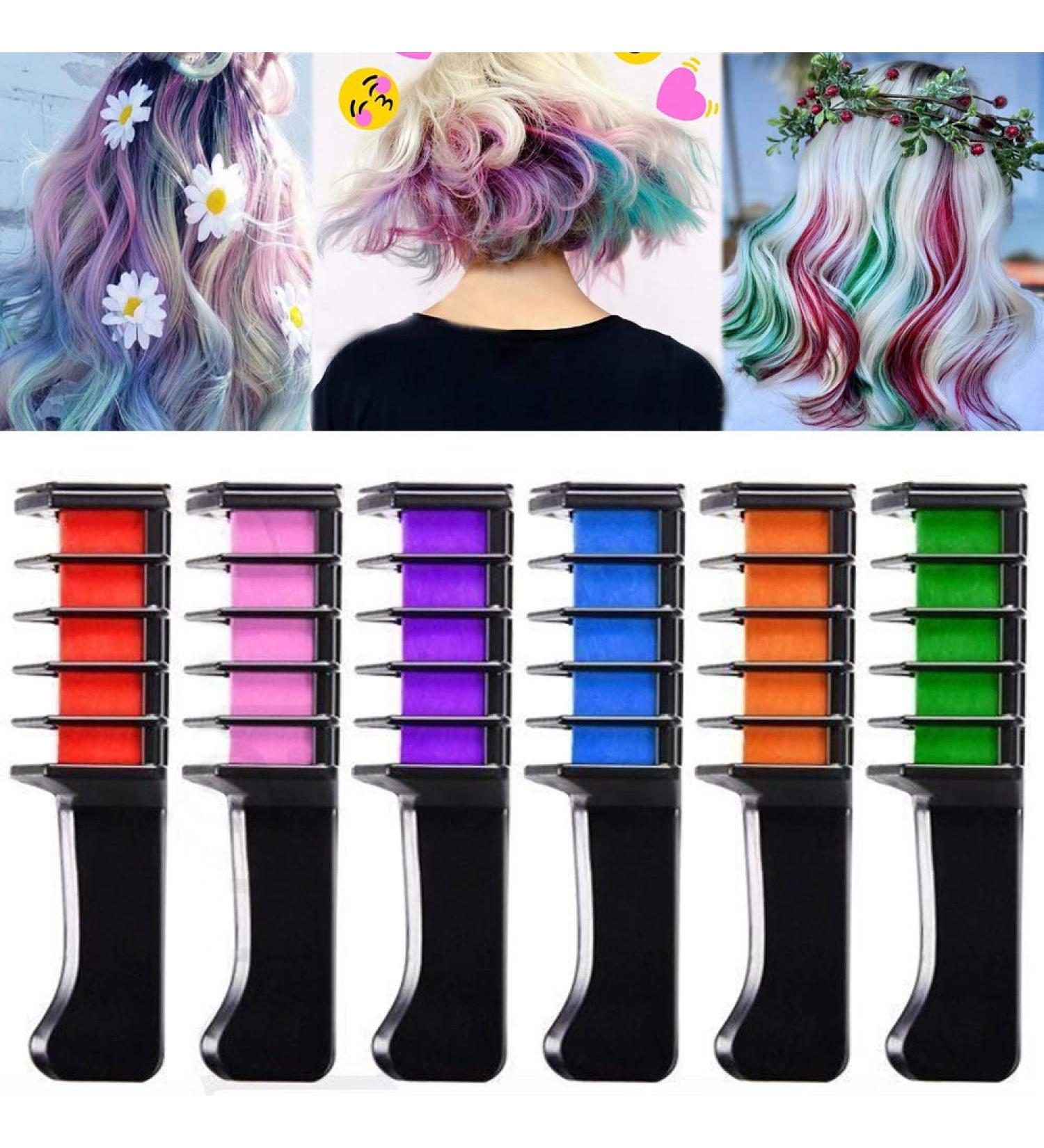 Ebanku Temporary Hair Chalk Comb - 6 Color Washable Set for Girls, Kids Gifts - Perfect for Cosplay, DIY, Halloween, Christmas, Birthday Party - Children's Day - 6P - Buy Online on GoSupps.com