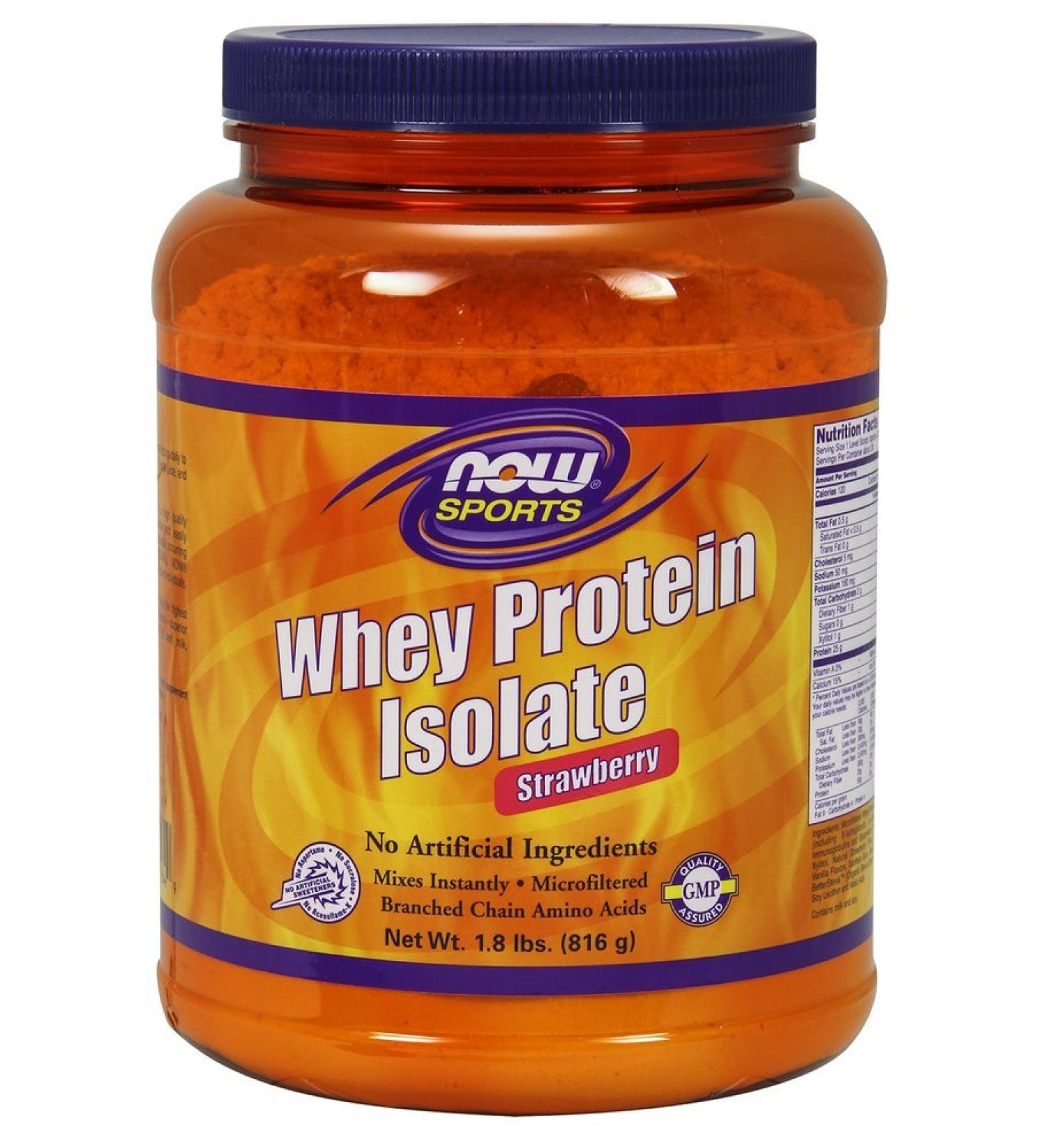 Whey protein isolate - 816g - Strawberry - Now foods
