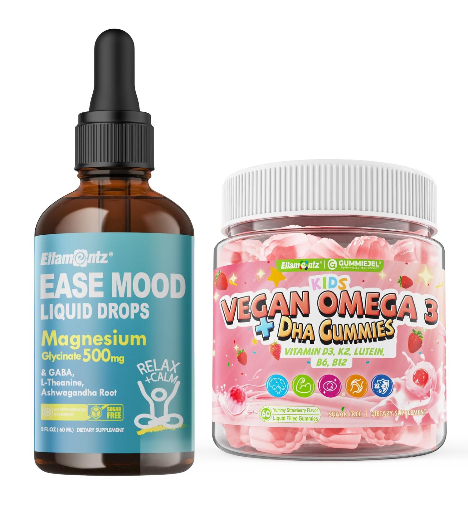 Magnesium Glycinate Liquid Drops for Kids & Omega 3 Gummies - Buy Online on GoSupps.com