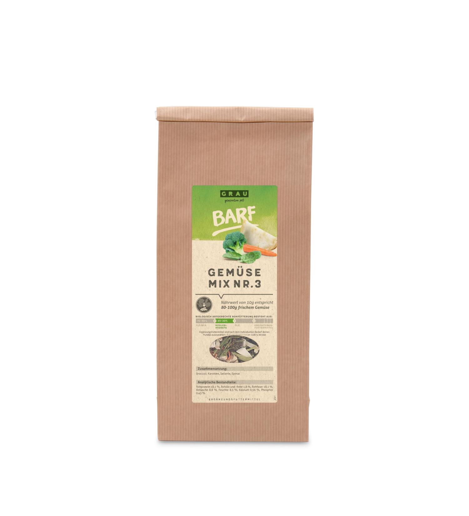GRAU The Original Mix No. 3 Dried Vegetable Mix for BARF Menus for Dogs Pack of 1 (1 x 500 g) Food Supplement for Dogs - Buy Online on GoSupps.com