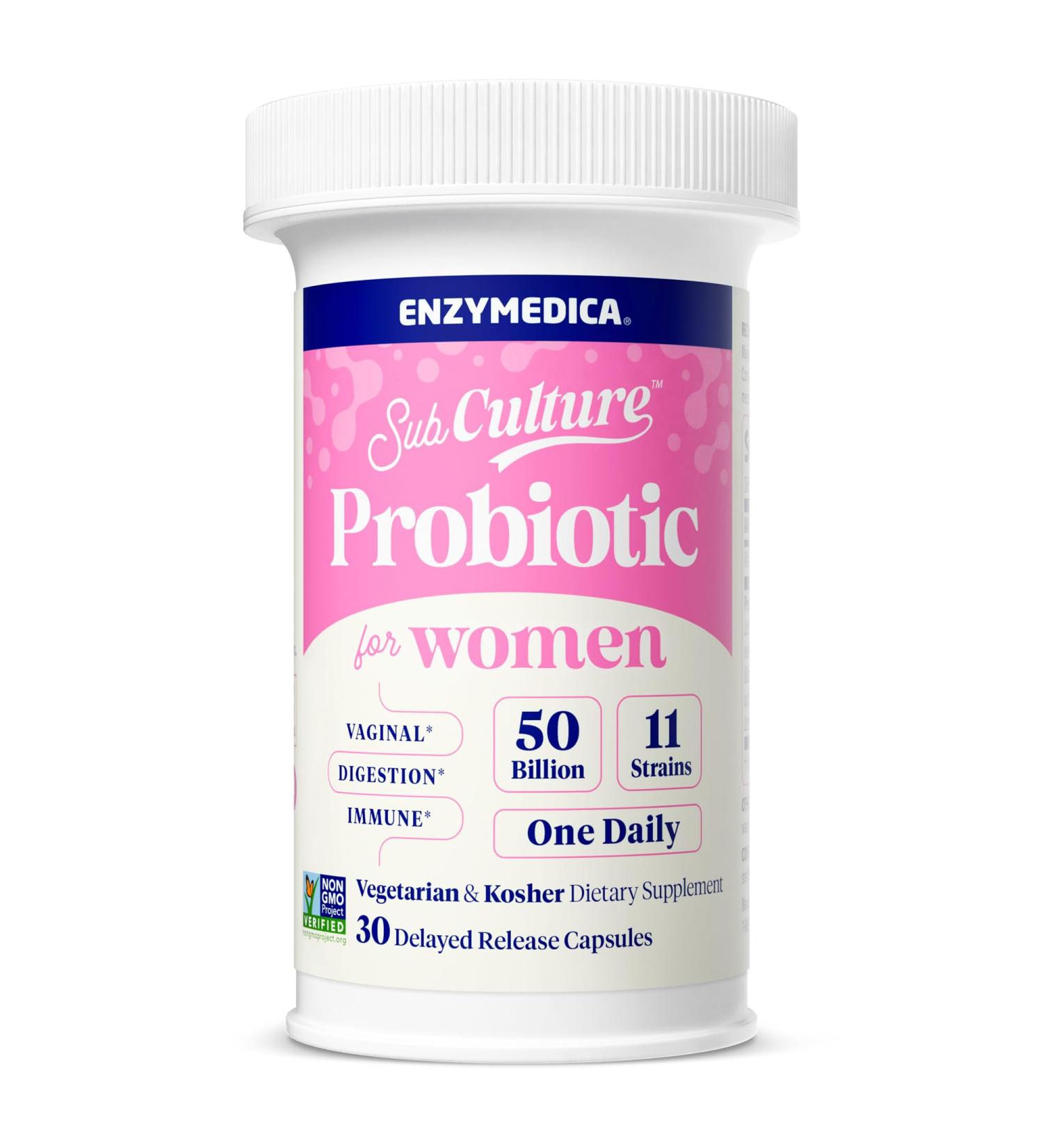 Enzymedica SubCulture Probiotics for Women 50 Billion CFU Vaginal & Urinary Health Immune and Digestive Support 30 Capsules 30 Count (Pack of 1) - Buy Online on GoSupps.com