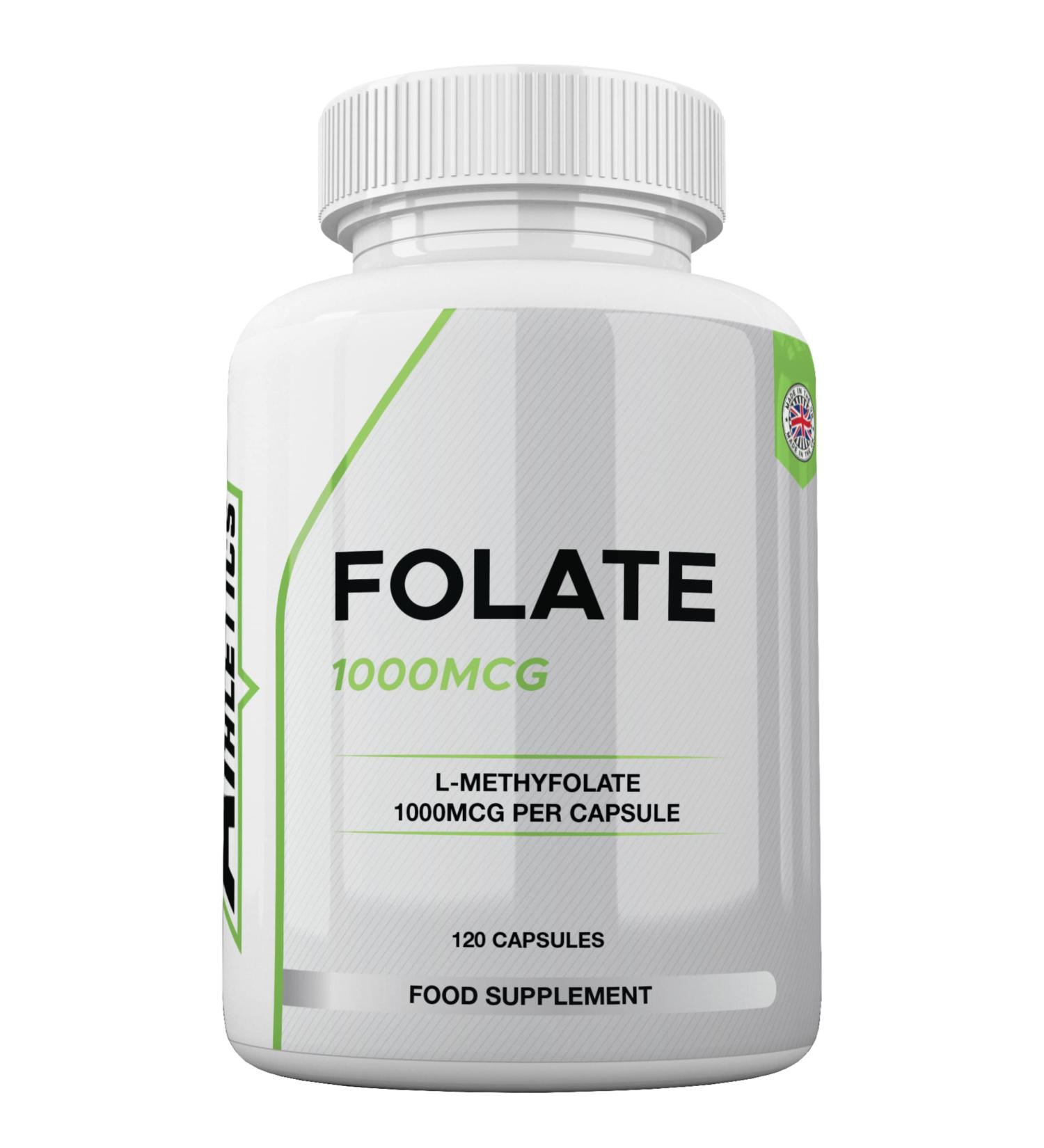 Folate 1000mcg (L-Methylfolate) 120 Capsules - 5-MTHF Active Folic Acid/Vitamin B9 - Buy Online on GoSupps.com