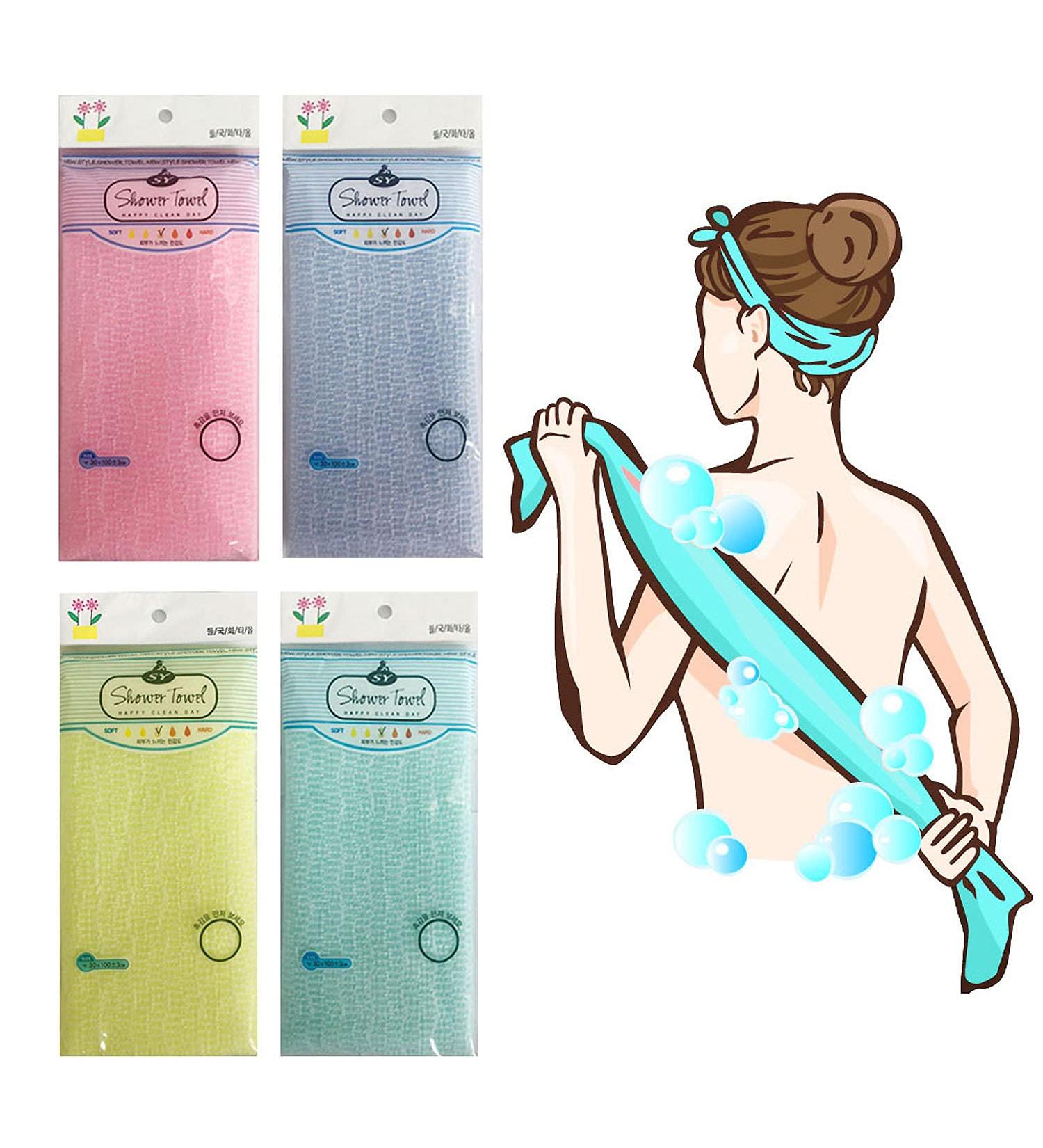 Premium Exfoliating Washcloth Towel - Korean Loofah Bath Sponge for Shower - Long Back Scrubber - African Bath Sponge - 4 Color Options - Becomes Softer with Use | NOPIGO - Buy Online on GoSupps.com