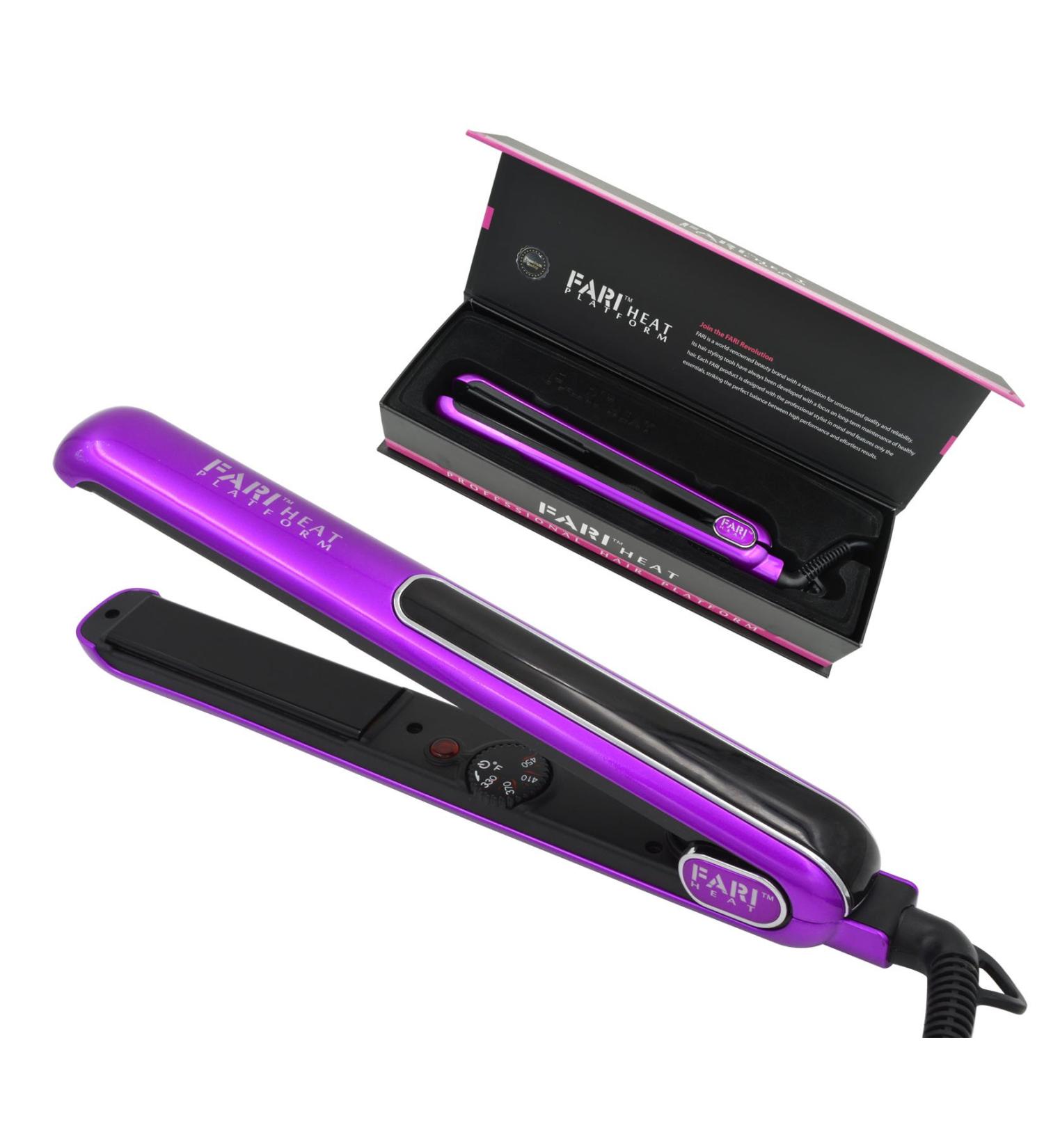 FARI Premium 1-Inch Ceramic Tourmaline Flat Iron - Max 450F Purple - Professional Hair Styling Tool International Shipping Available - Buy Online on GoSupps.com