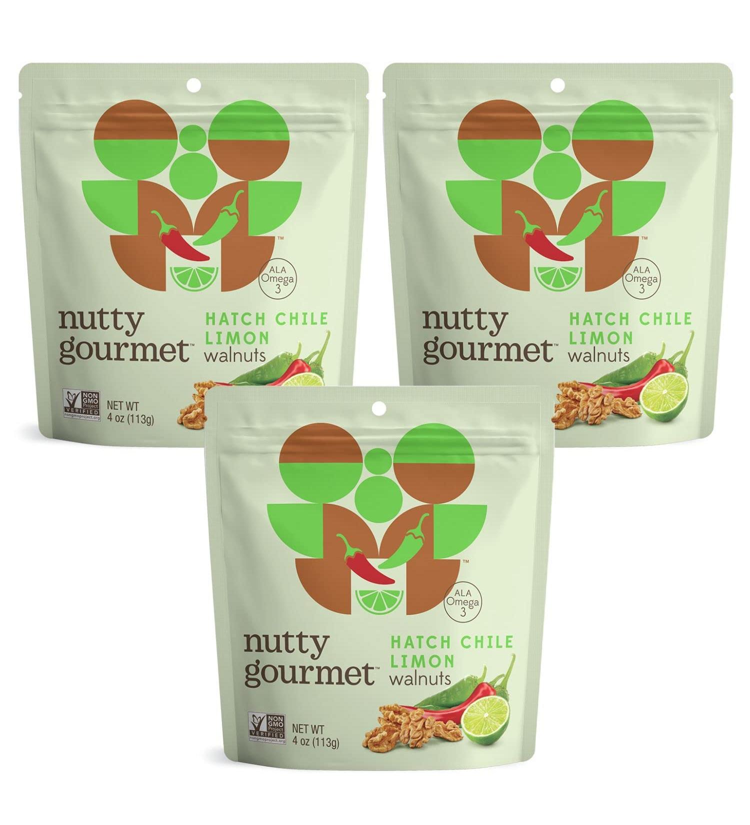 Nutty Gourmet Hatched Chili Limon Walnuts - Fresh, Flavored Keto Snacks (12oz) - Heart Healthy Nuts for Sale - Buy Online on GoSupps.com